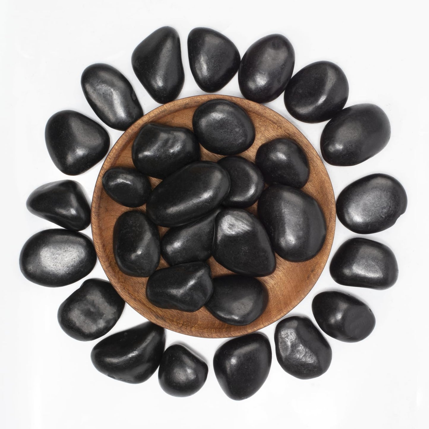 LOOIOOJ 40 Lbs Black River Rocks - Large Polished Black Pebbles for Plants & Garden Decorative Stones，1-2" Polished Pebbles for Landscaping, Fish Tanks, Flower Pots, Water Fountains