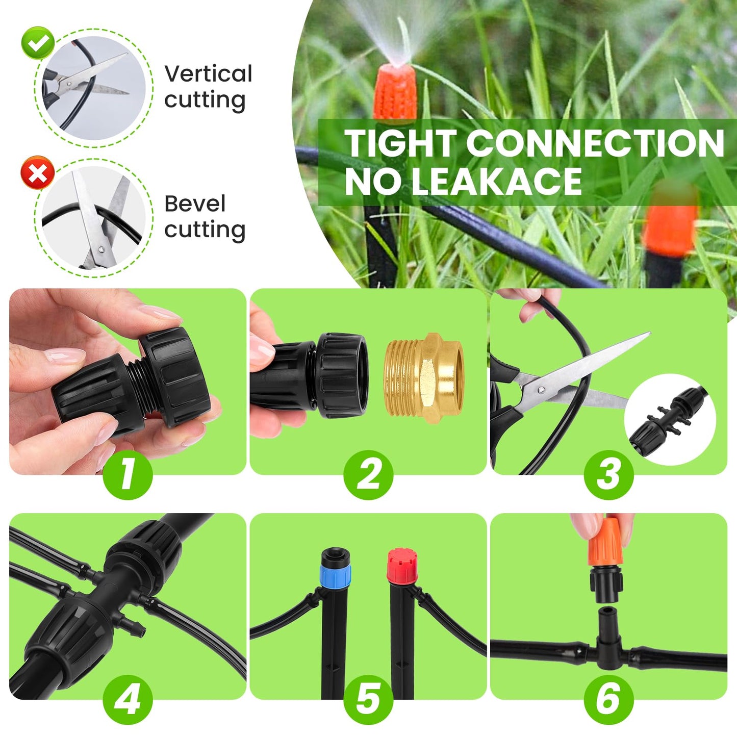 240FT Drip Irrigation System, Automatic Drip Irrigation Kits Quick-Connect for Greenhouse, Yard, Lawn, Plant, Garden Watering Misting System with 1/2 inch Hose 1/4 inch Distribution Tubing
