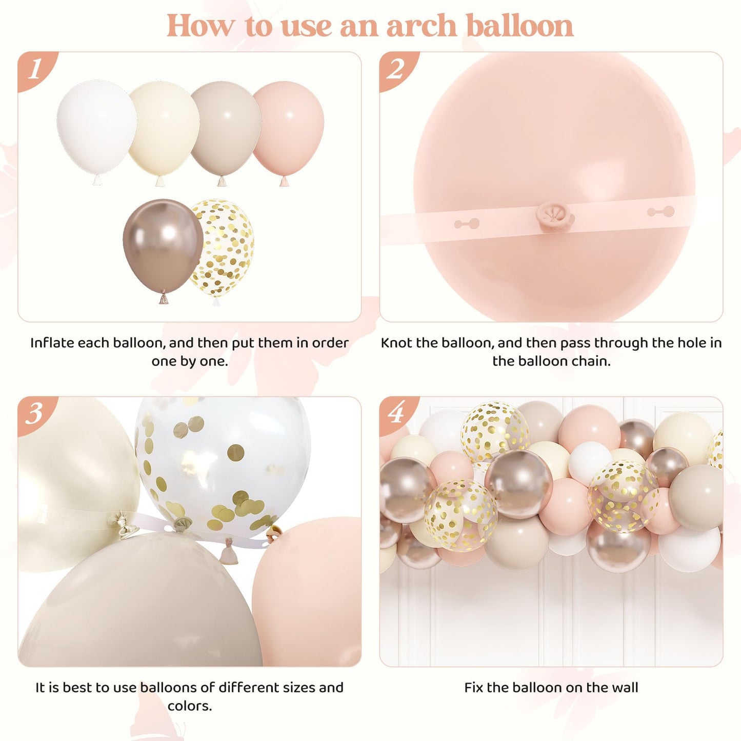 Ouddy Life Birthday Decorations for Women Girls, Neutral Foil Star Balloons Happy Birthday Circle Dots Banner Fringe Curtains Cake Topper Butterfly Paper Pompoms for Baby Shower Party Supplies
