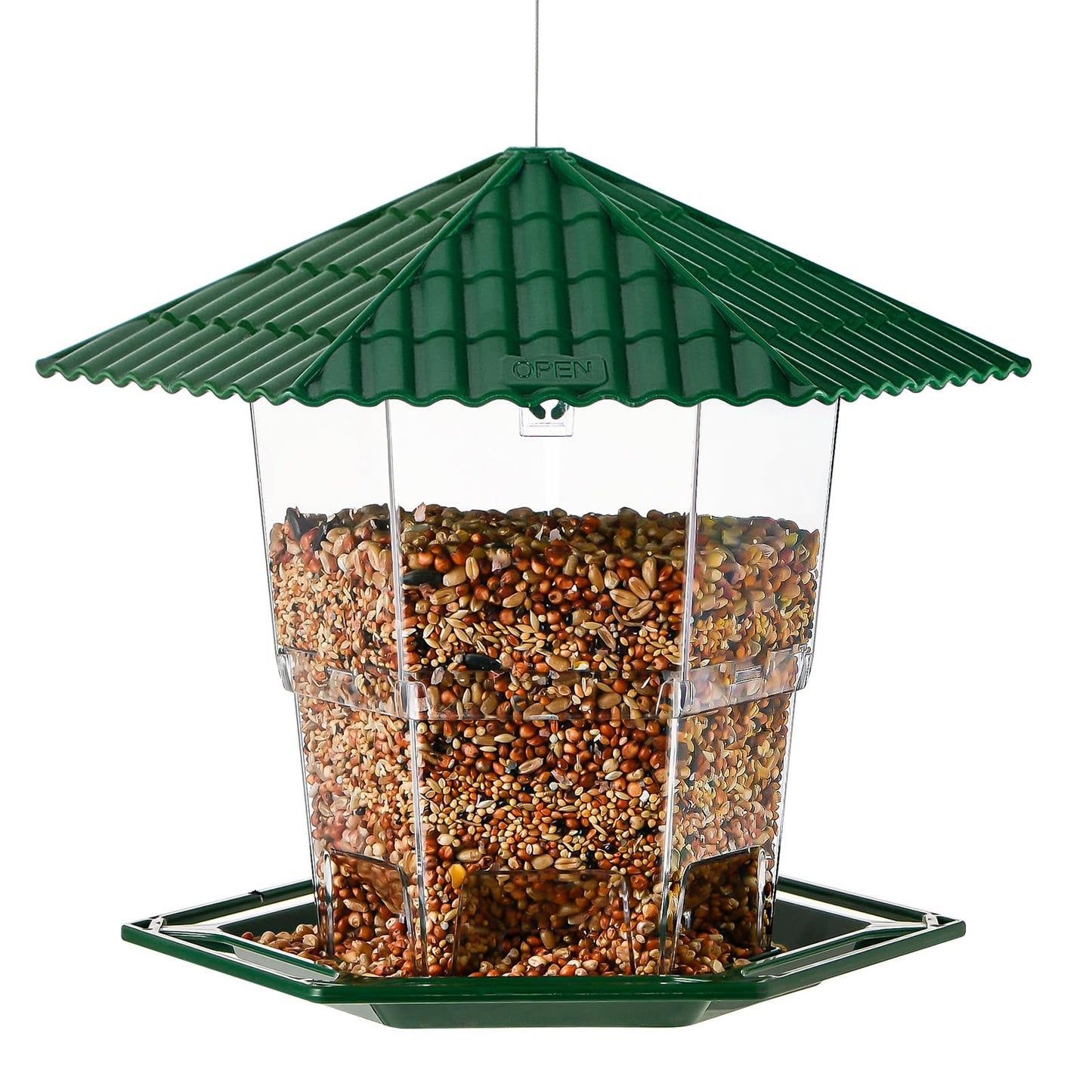 Jealoeur 2 Pack Bird Feeders for Outdoors Hanging Bird Feeder Wild Birds Seed, Green BB