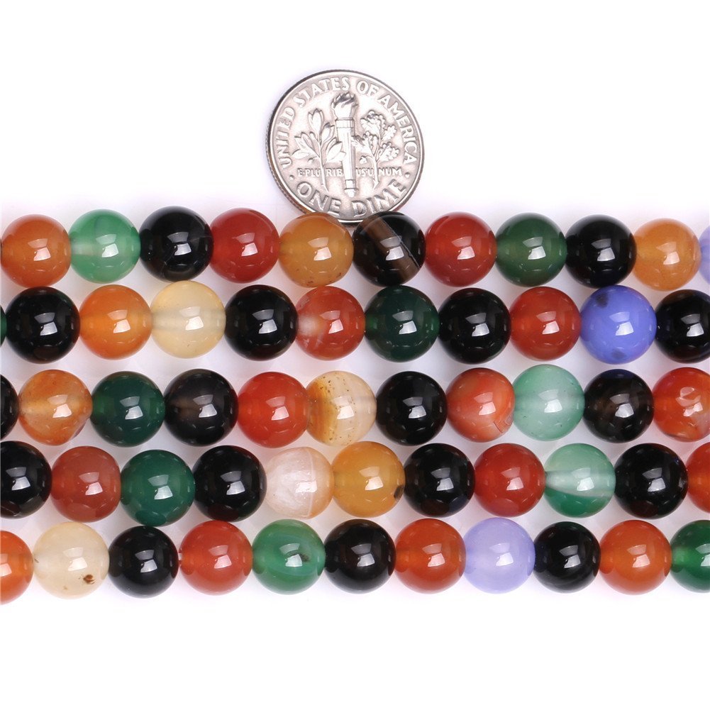 6mm Natural Mixed Agate Beads Round Gemstone Loose Beads for Jewelry Making 15" (58-62pcs/strand)