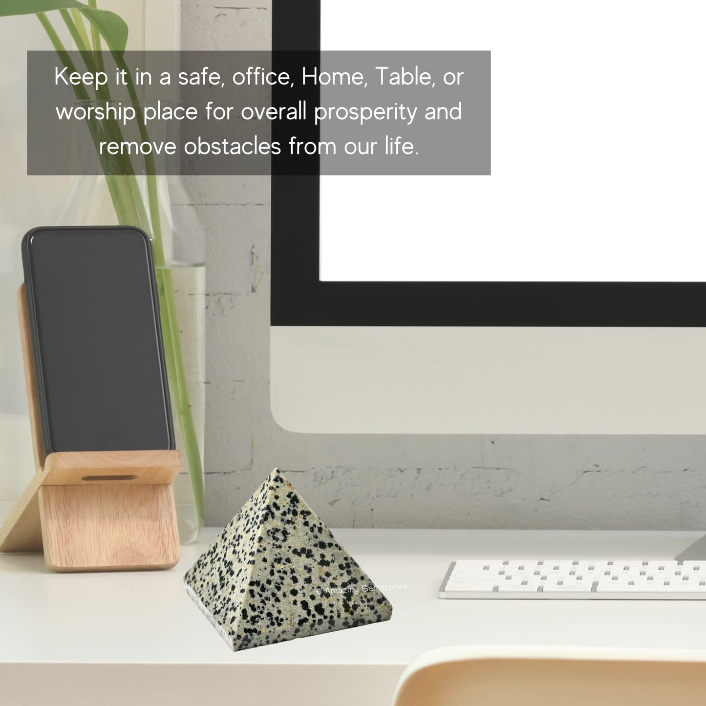 Amazing Gemstone Dalmatian Jasper Pyramid Crystal Healing Stones - 2" Great Pyramid Figurine of Natural Stone Pyramid for Meditation, Reiki, Chakra Balancing and Crystal Pyramids Grid