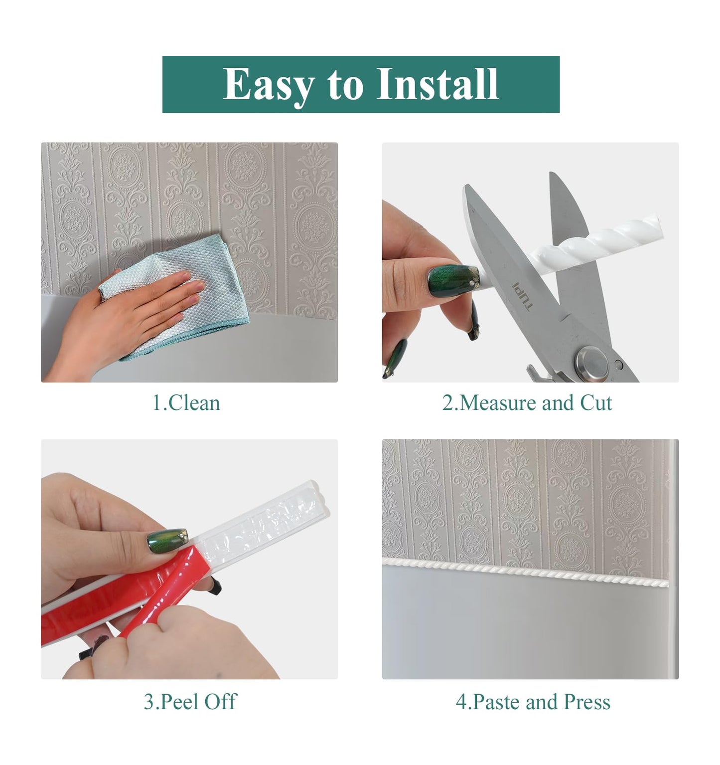 YEFANXI - Flexible White PVC Wall Molding Trim Self-Adhesive, 0.47IN*0.28IN, 10FT Roll, Corner Cover Decorative Peel and Stick Molding for Outdoor, Home, Office - Paintable