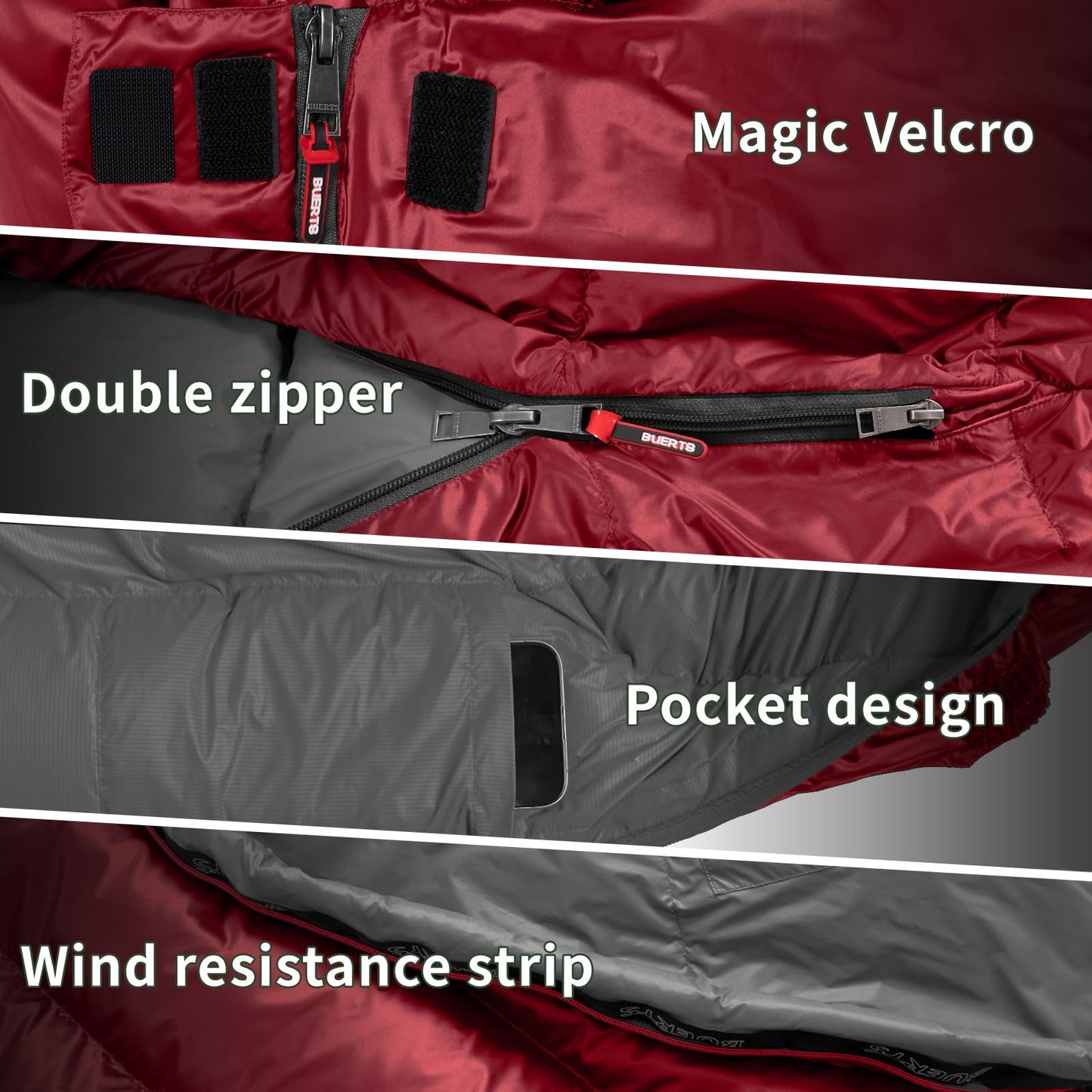 BUERTS Down Sleeping Bag for Adults Cold Weather Ultralight & Compact 680FP Backpacking Sleeping Bag for Camping, Hiking, Mountaineering.