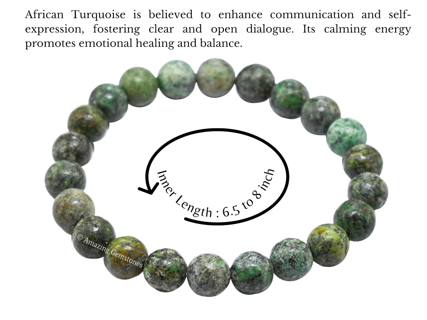 Amazing Gemstone Crystal Bracelet for Women Men's Gifts - Protection Healing Crystal Bracelet - 8mm Gemstone Beaded Stretchable Bracelet Pulseras Para Hombres Mujer Stocking Stuffers Mothers Day Gift (African Turquoise)