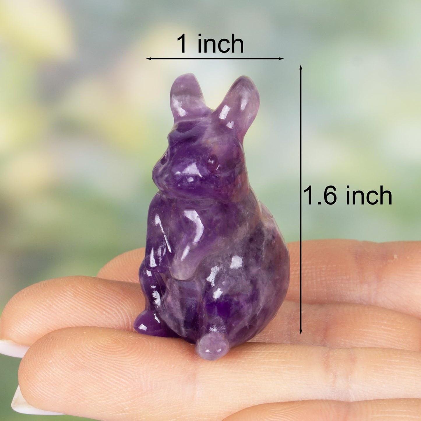 QLRSUXN Amethyst Bunny Figurine, Hand-Carved Rabbit Statue for Home Decor,1.6" Healing Crystal Desk Ornament, Easter Gift for Women Men, Lucky Feng Shui Charm for Office, Cute Animal Spirit Totem