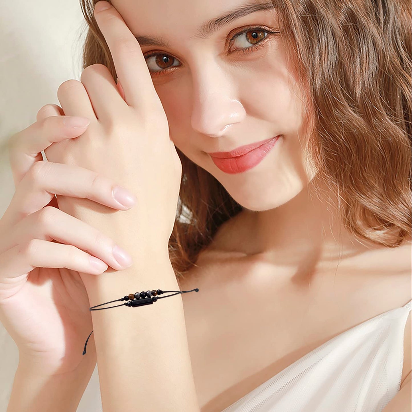 MTJAHPS Protection Bracelet, empath protection, black obsidian Crystals and Healing Stones Bracelet for Women ，Luck ，Anxiety and Stress Clam Bracelet (Protection)