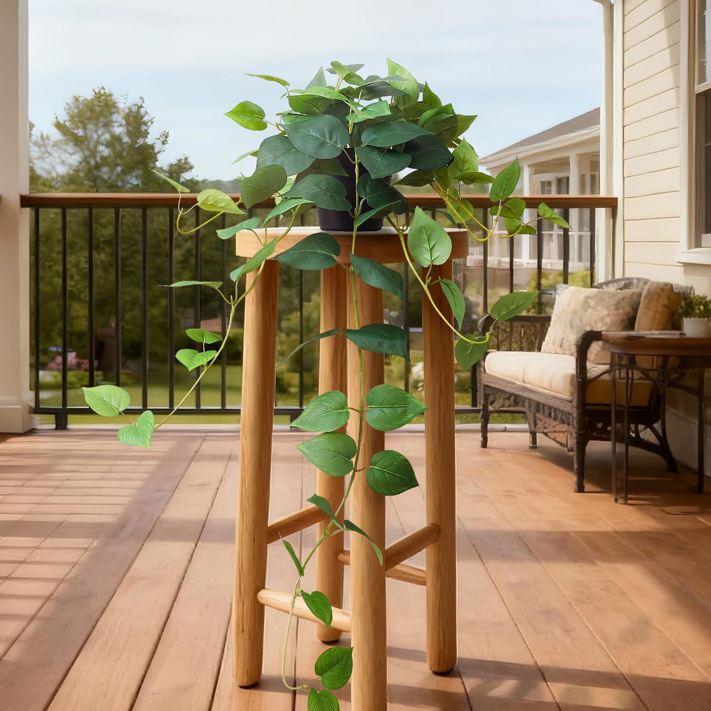 HIFORESTAR Fake Pothos Hanging Plants, 33" Potted Artificial Hanging Plant, Faux Pothos Silk Vines Hanging Plant Greenery for Home Living Room Indoor Decor