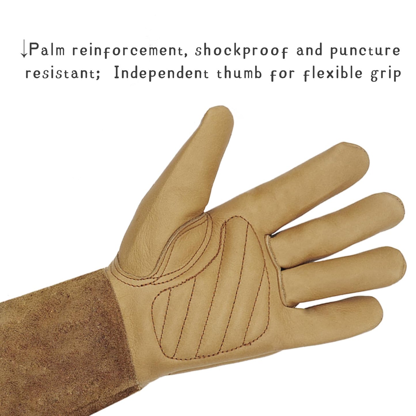 Freicheza Long Gardening Gloves for Women/Men-Thorn Proof Rose Pruning Gloves, Water Repellent Leather work Gauntlet Light Brown X-Large