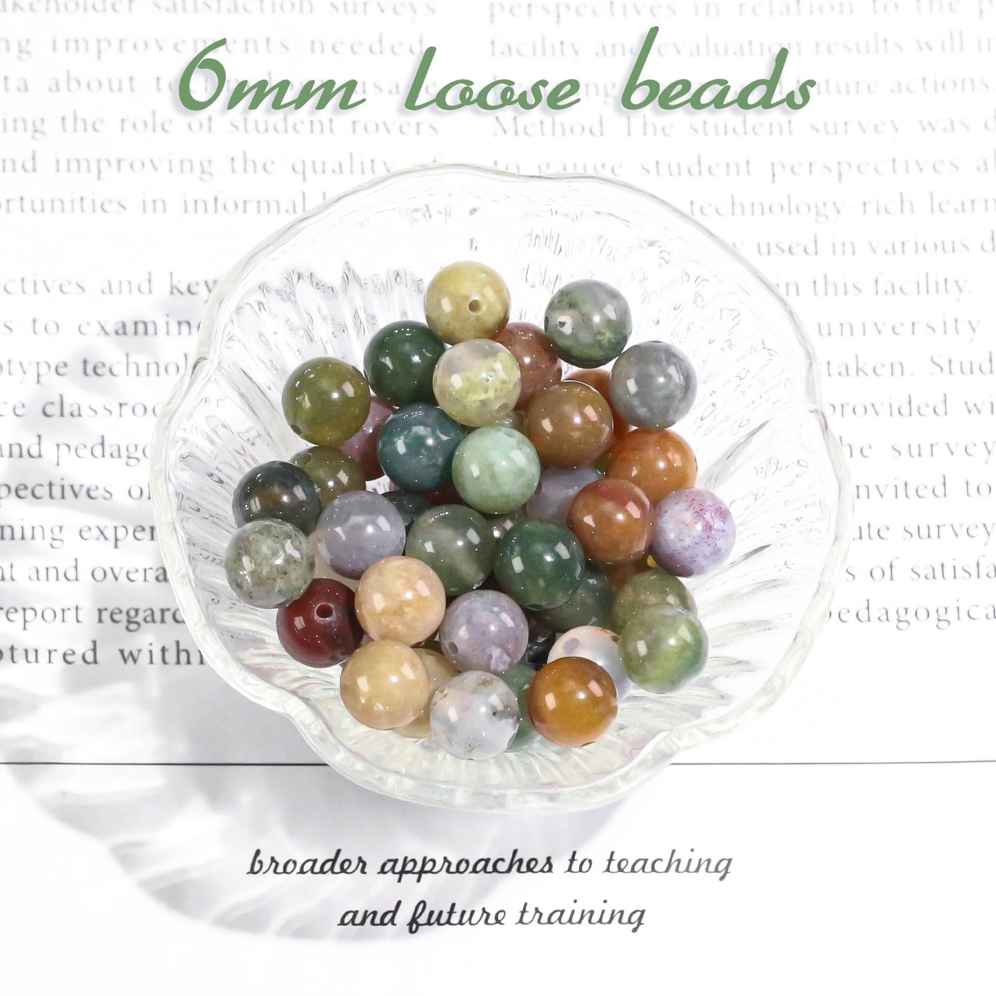 6mm Natural Gemstone Round Indian Agate Loose Beads for Jewelry Making Bracelets Necklace Earrings Art Craft (60-62pcs/strand)