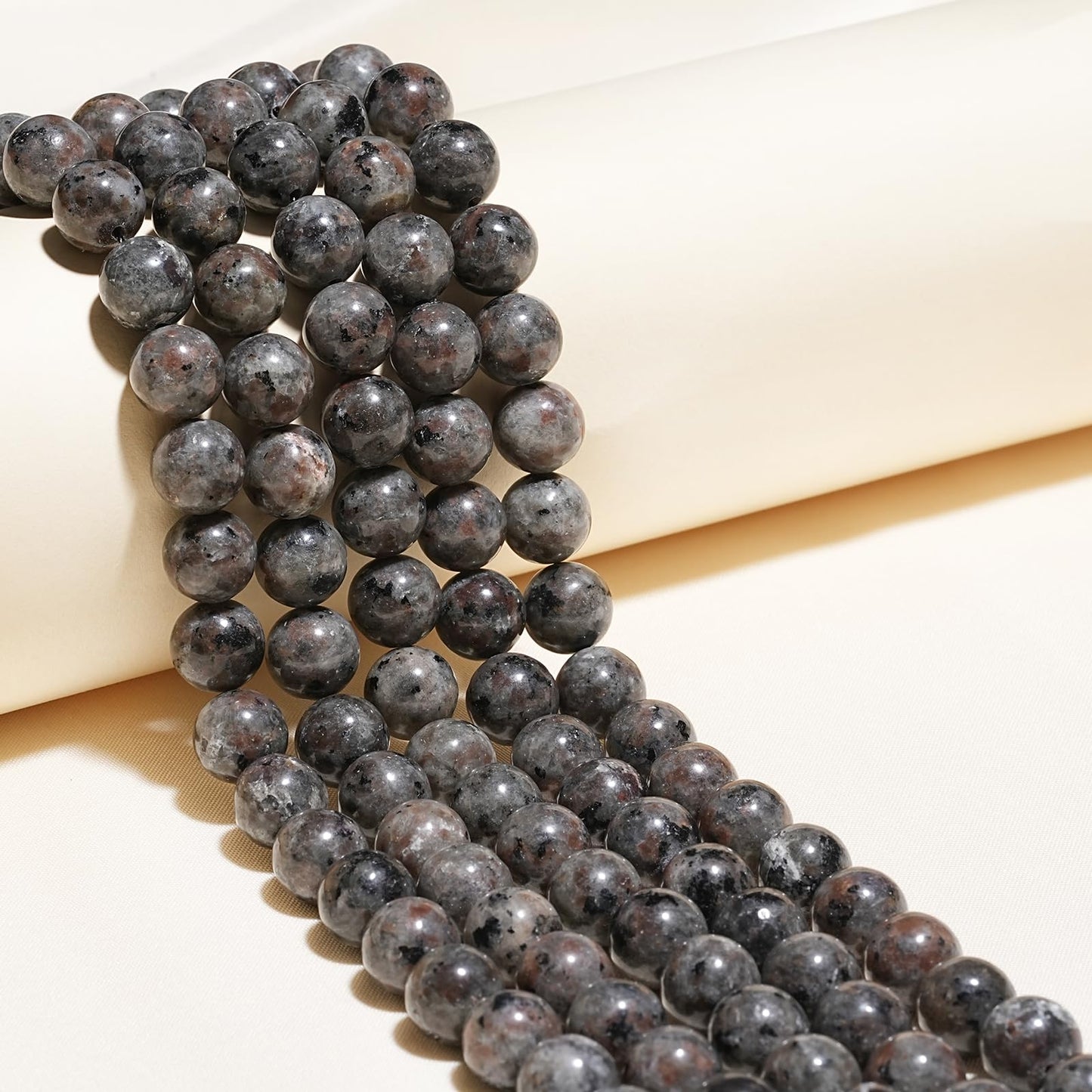 8mm Natural Flame Yooperlite Gemstone Beads Polished Round Smooth Stone Beads for Bracelets Jewelry Making 15inch Loose Beads