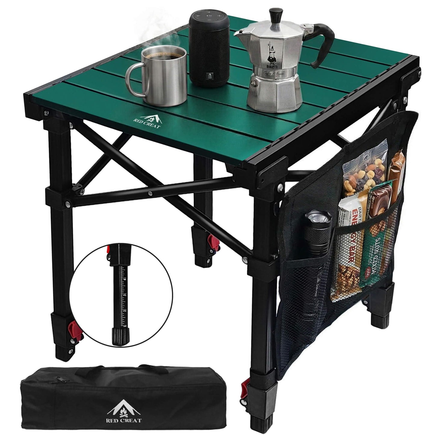 Camping Table Portable Foldable with Adjustable Height, Lightweight Collapsible Aluminum Roll-Up Camp Table with Storage Bag & Carry Bag, Heat-Resistant for RV Picnic BBQ Camping (Small 16"×13")