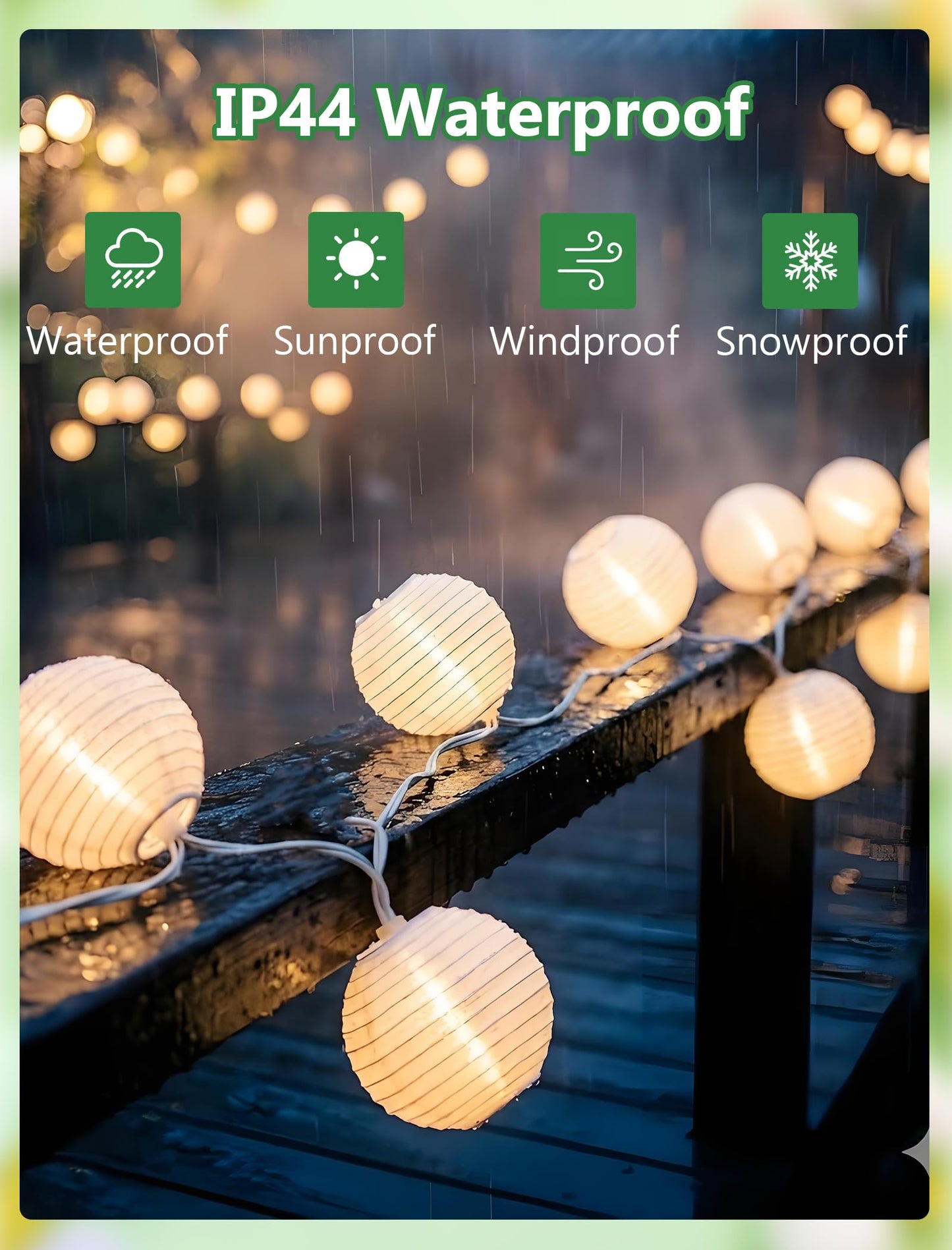 White Lantern String Lights Plug in, 8.5Ft Hanging Indoor Decorative String Lights with 10 Cute White Nylon Lanterns Lights Connectable for Indoor Outdoor Bedroom Ramadan Backyard Patio Bistro Decor