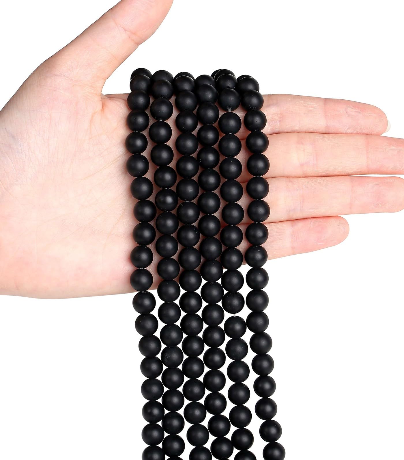 LAIDANLA Matte Black Onyx Agate 8mm Natural Stone Beads Round Loose Gemstone Stone Beads for DIY Bracelet Necklace Earrings Jewelry Making Polishing Beading 96PCS 2 Strand 32"