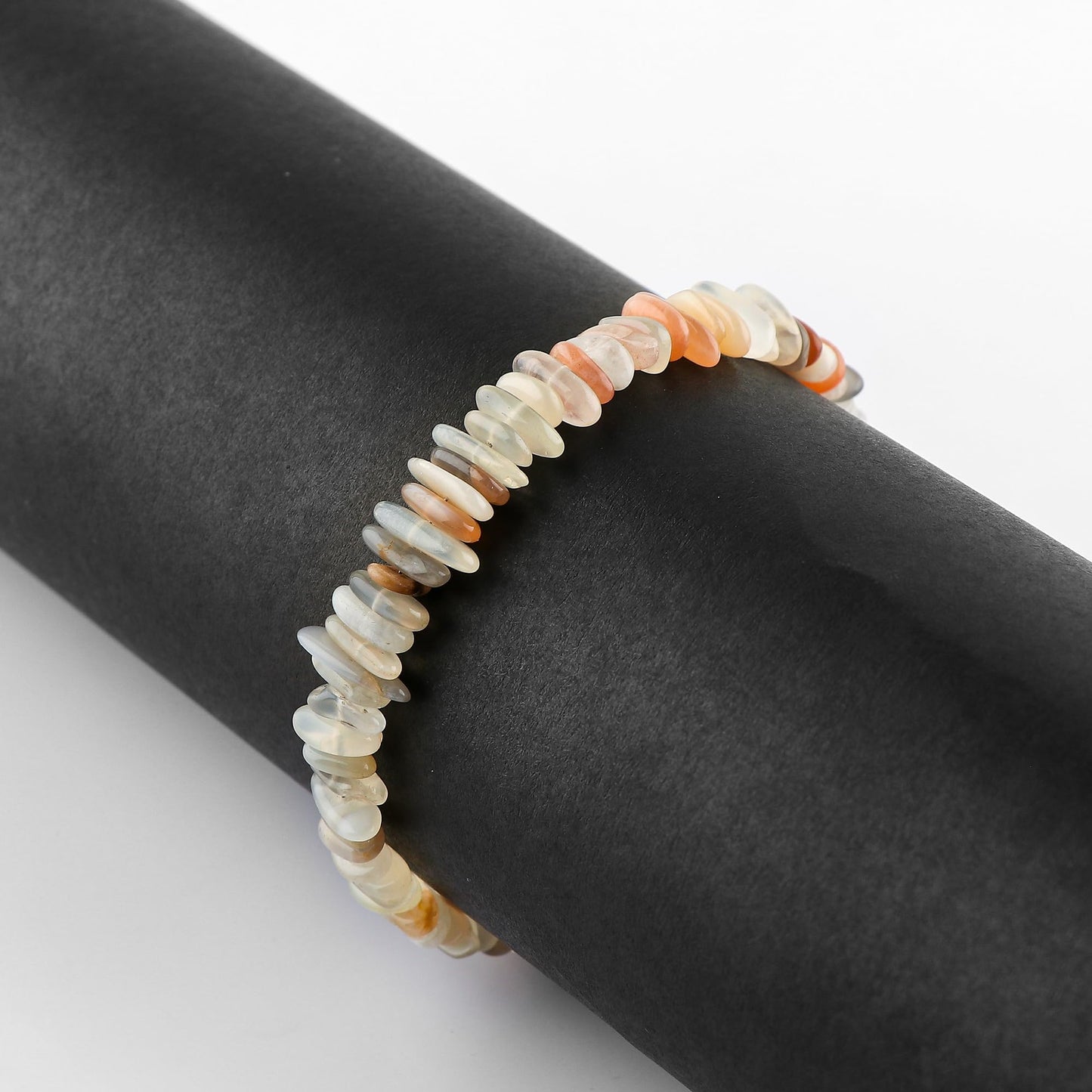 CRYSTALIS Natural Multi Moonstone Plain Submarine Beads Adjustable Gemstones Bracelet, Chakra Healing Stones, Gift Giving Jewelry, 925 Sterling Silver Womens Bracelet 8 inch [June-Birthstone]