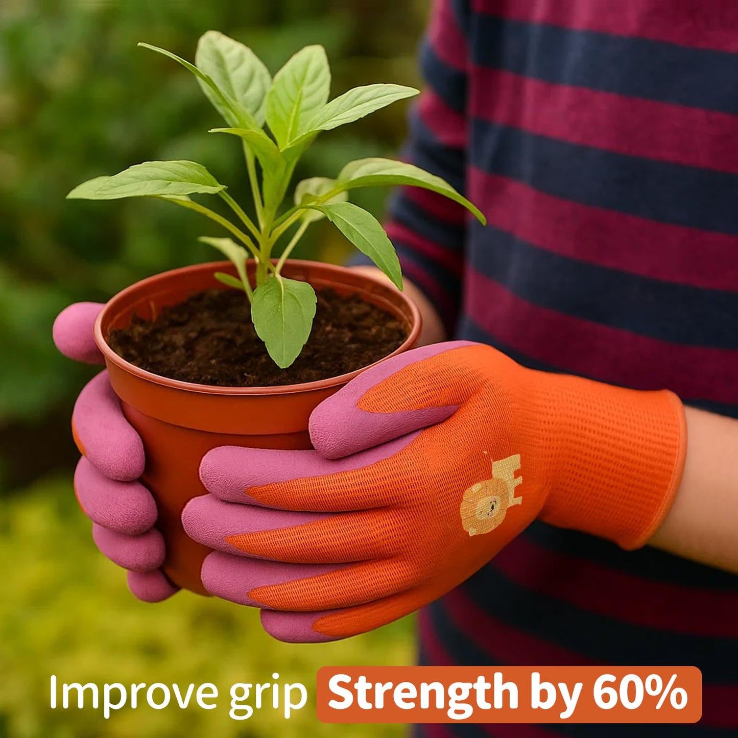 MIG4U Kids Gardening Gloves 3 Pairs, Rubber Coated Work Gloves for Boys and Girls, Waterproof Durable Yard Gloves for Outdoor Planting, Farming