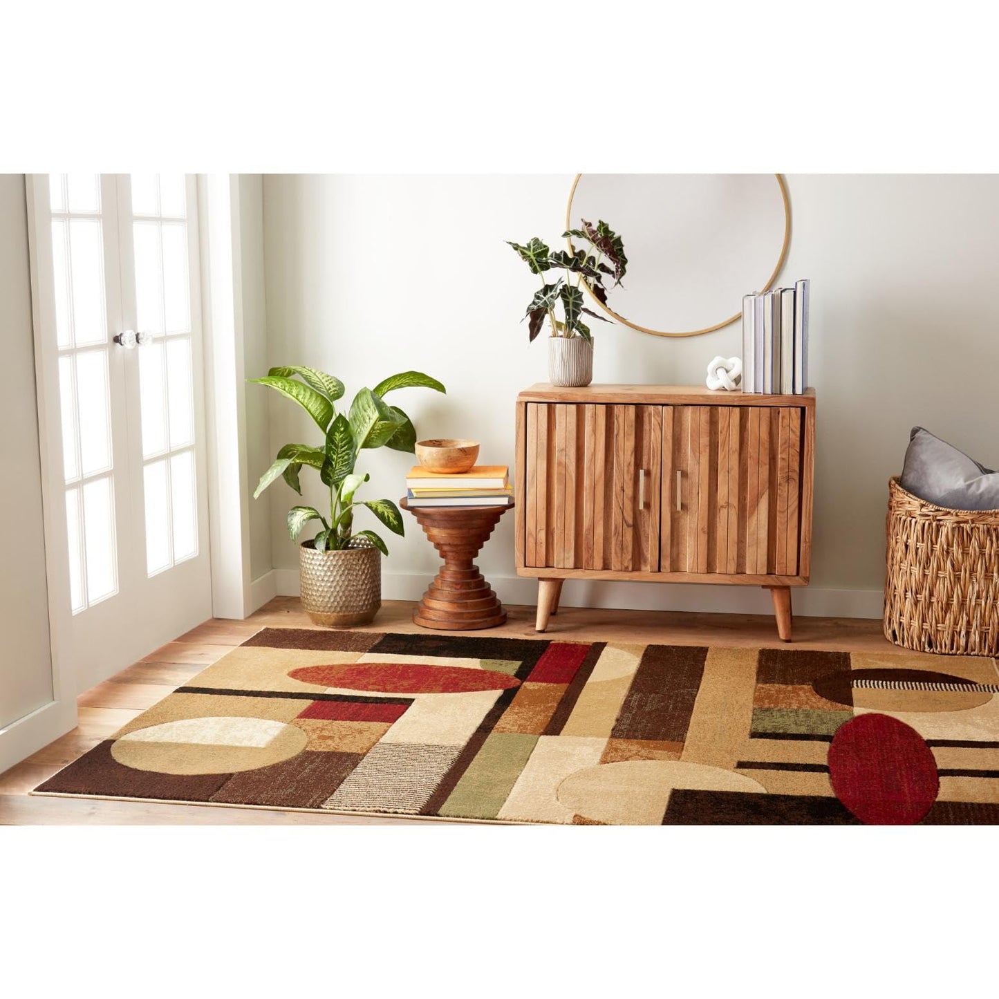 Home Dynamix Tribeca Jasmine Modern Area Rug, Abstract Brown/Green 6'7"x9'10"