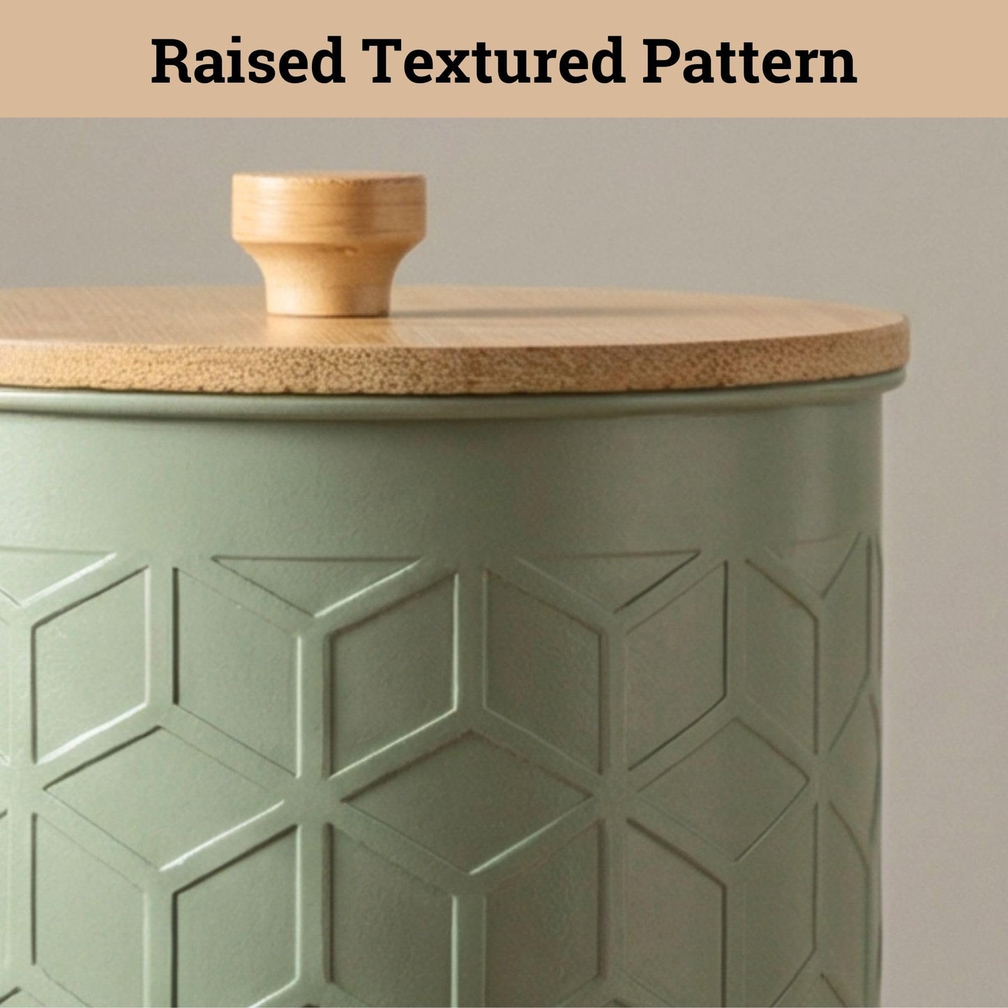 Kitchen Canisters for Countertop Set of 4 - Textured Iron Kitchen Canisters with Airtight Lids - Flour Sugar Canister Set - Flour and Sugar Containers Farmhouse - Coffee Jar for Counter - Sage Jar x4
