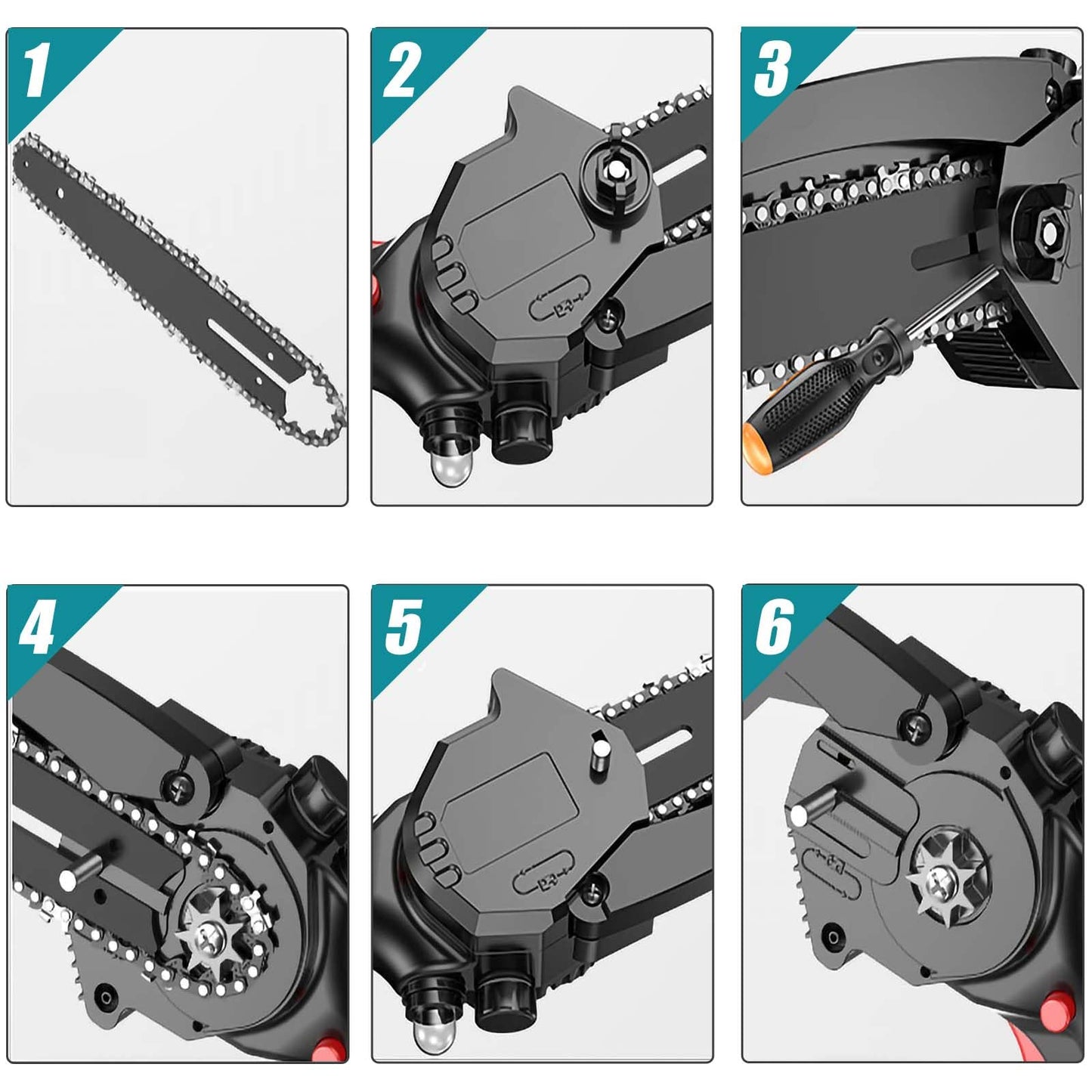 6 Inch Chainsaw Chain, 5 Pieces Replacement Chains for Almost 6-inch Cordless Electric Portable Mini Chainsaws, Durable Carbon 6Inch Chainsaw Chains for Pruning Shears and Wood Cutting