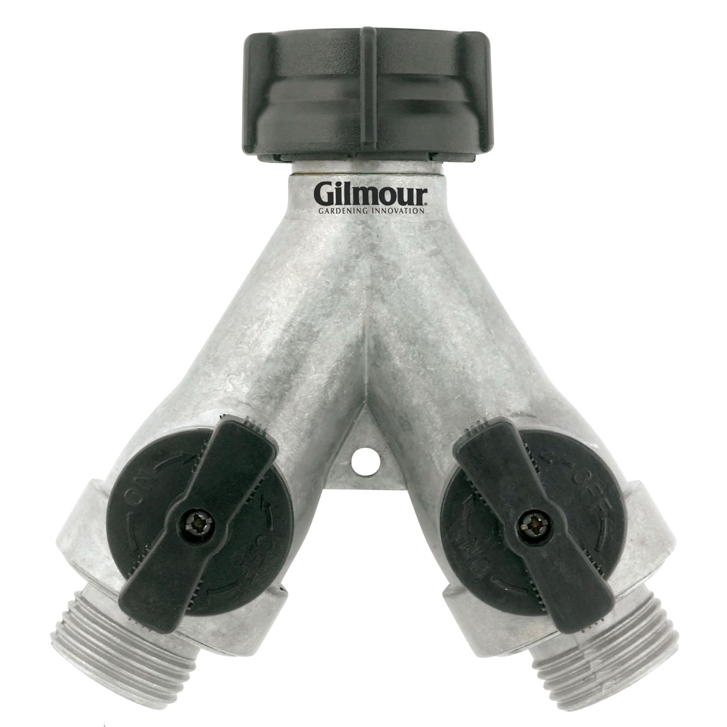 Gilmour Heavy Duty 2 Way Garden Hose Splitter, Dual Water Hose Splitter with Shut Off Valve, Metal Water Manifold