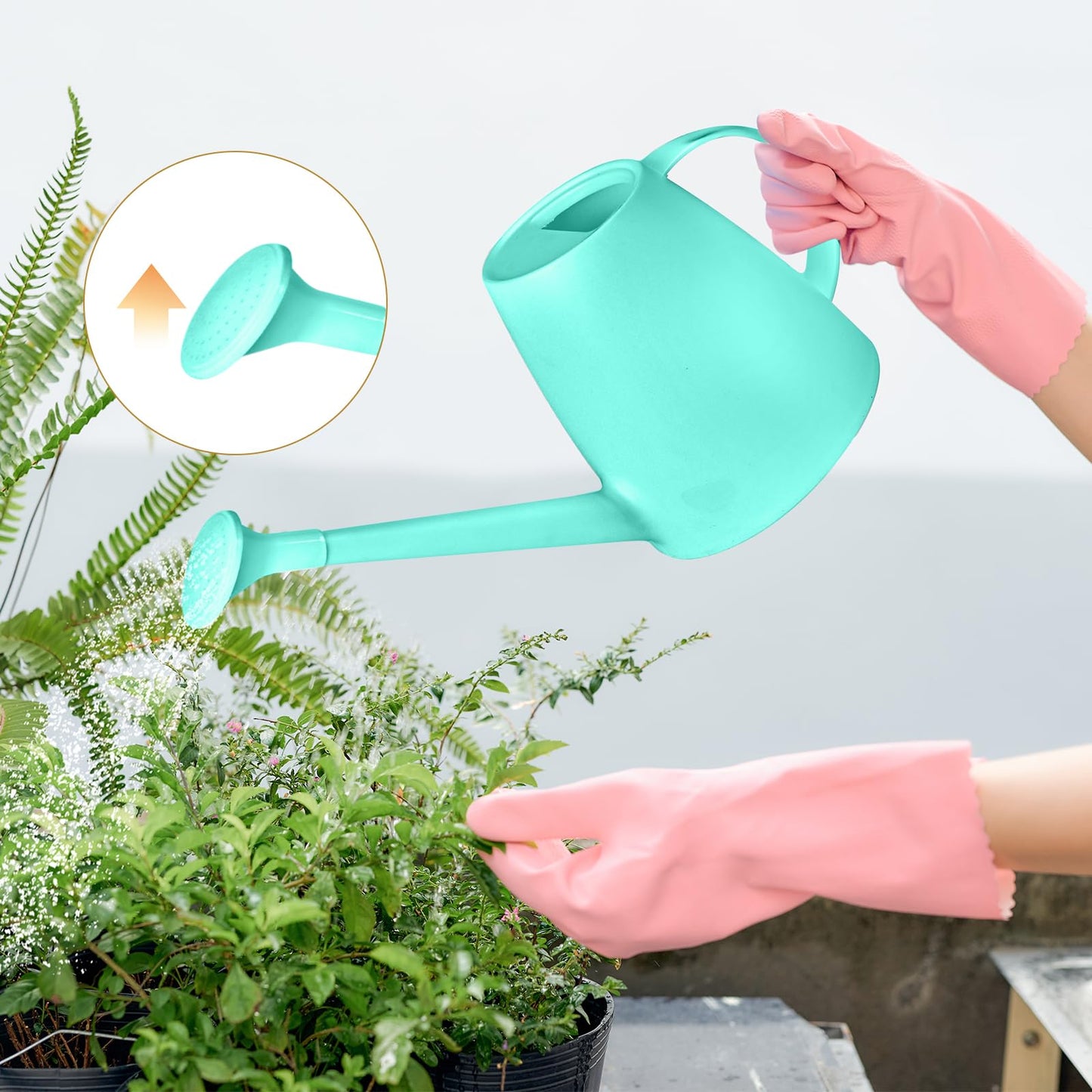 UFANME Plastic Watering Can - 1/2 Gallon - Turquoise