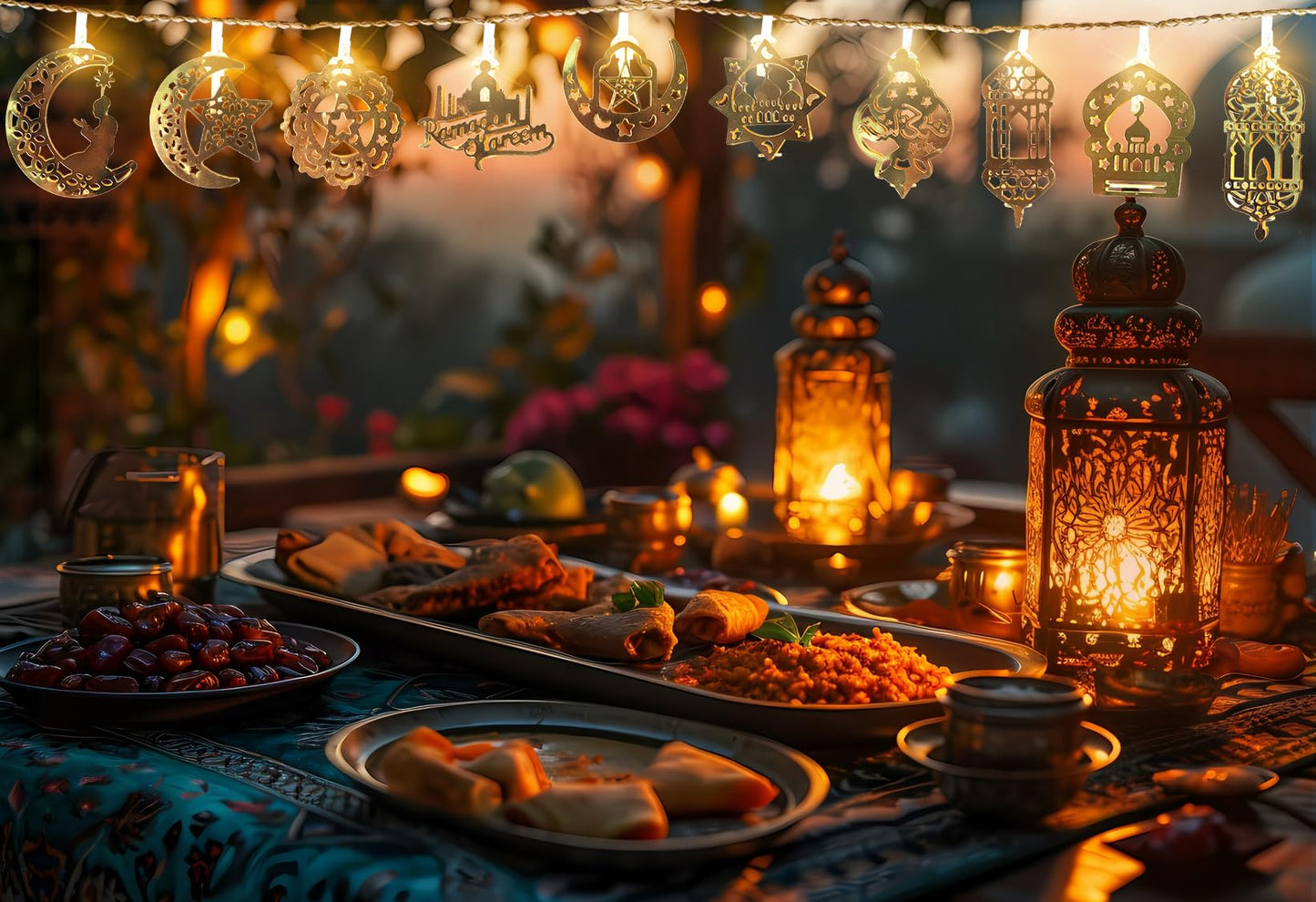 Hying 30 LED Ramadan String Lights Moon Star Eid Lights for Eid Mubarak Decorations, LED Eid Hanging Lantern String Light Battery Operated Ramadan Fairy Lights for Home Ramadan Party Decorations