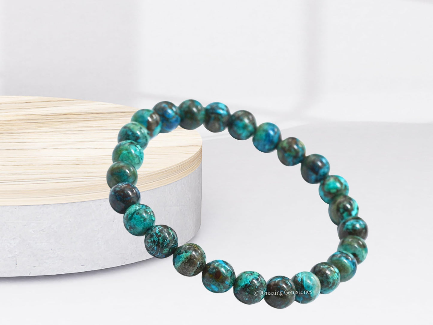 Amazing Gemstone Crystal Bracelet for Women Men's Gifts - Protection Healing Crystal Bracelet - 8mm Gemstone Beaded Stretchable Bracelet Pulseras Para Hombres Mujer Stocking Stuffers Mothers Day Gift (Chrysocolla)