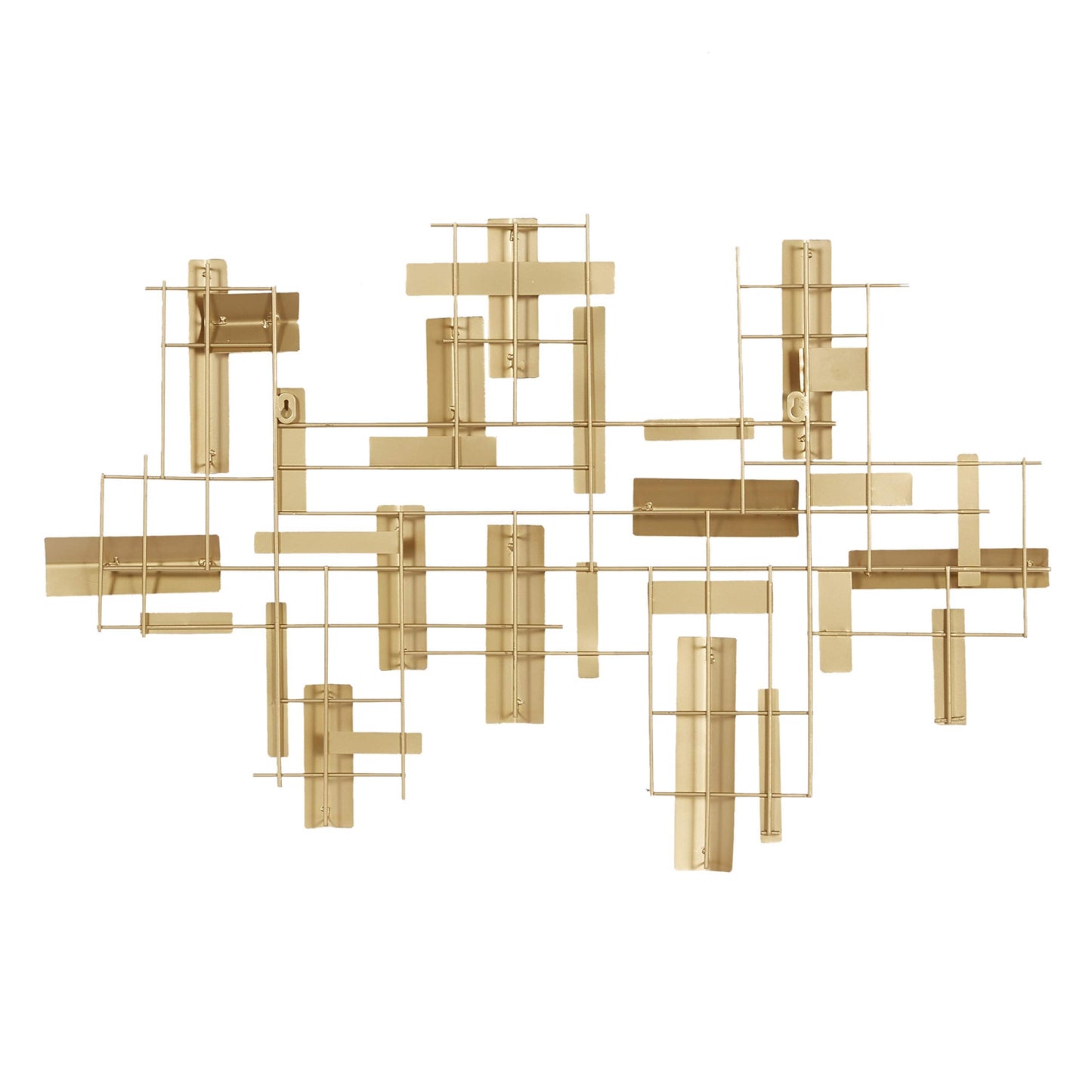CosmoLiving by Cosmopolitan Metal Geometric Home Wall Decor 3D Stripe Wall Sculpture, Wall Art 36" x 1" x 23", Gold