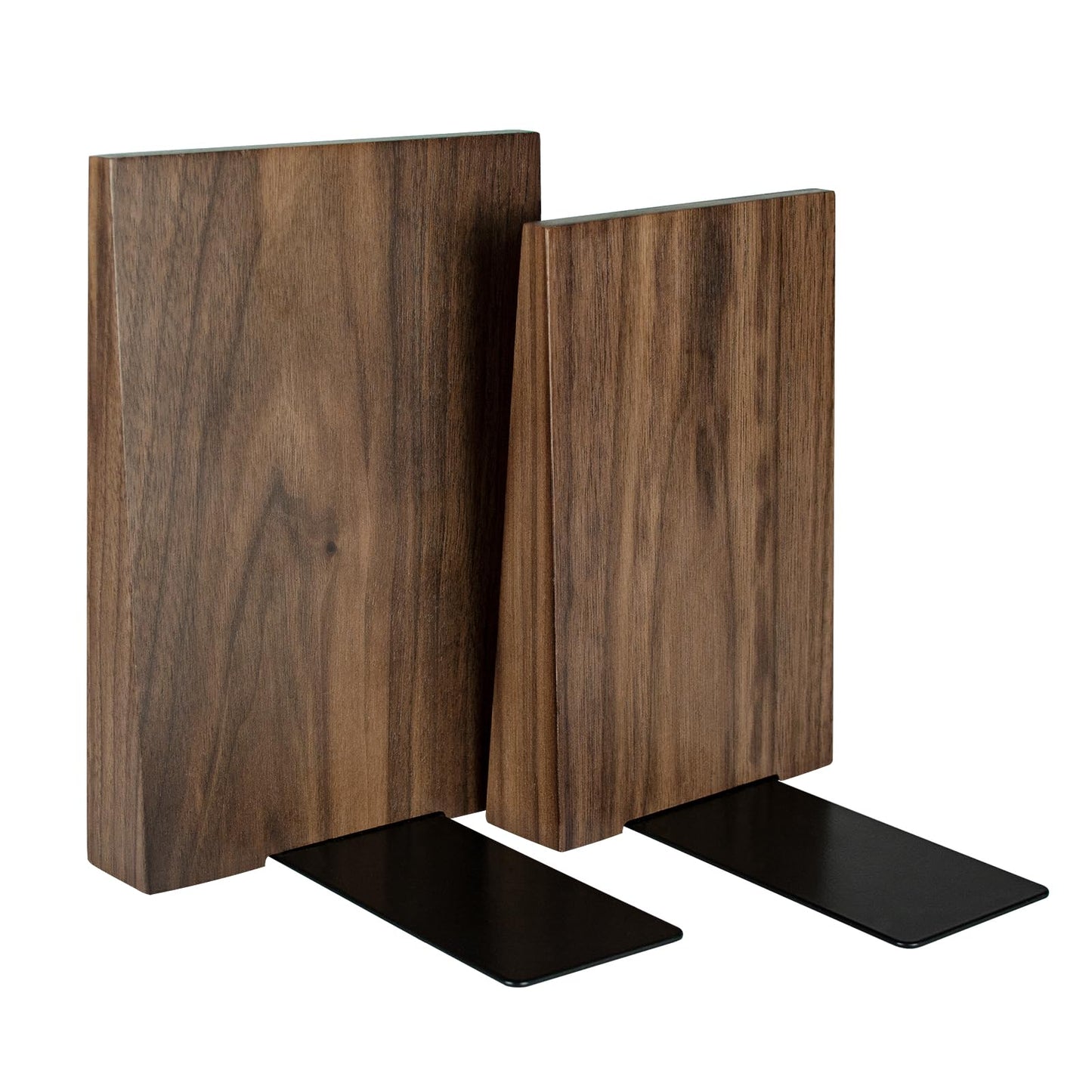 Luxdecor Walnut Book Ends Hold Heavy Books-6x5x4in Wood Bookends for Office Desk Non Skid, Decorative Walnut Bookend 2pack, Triangle Style