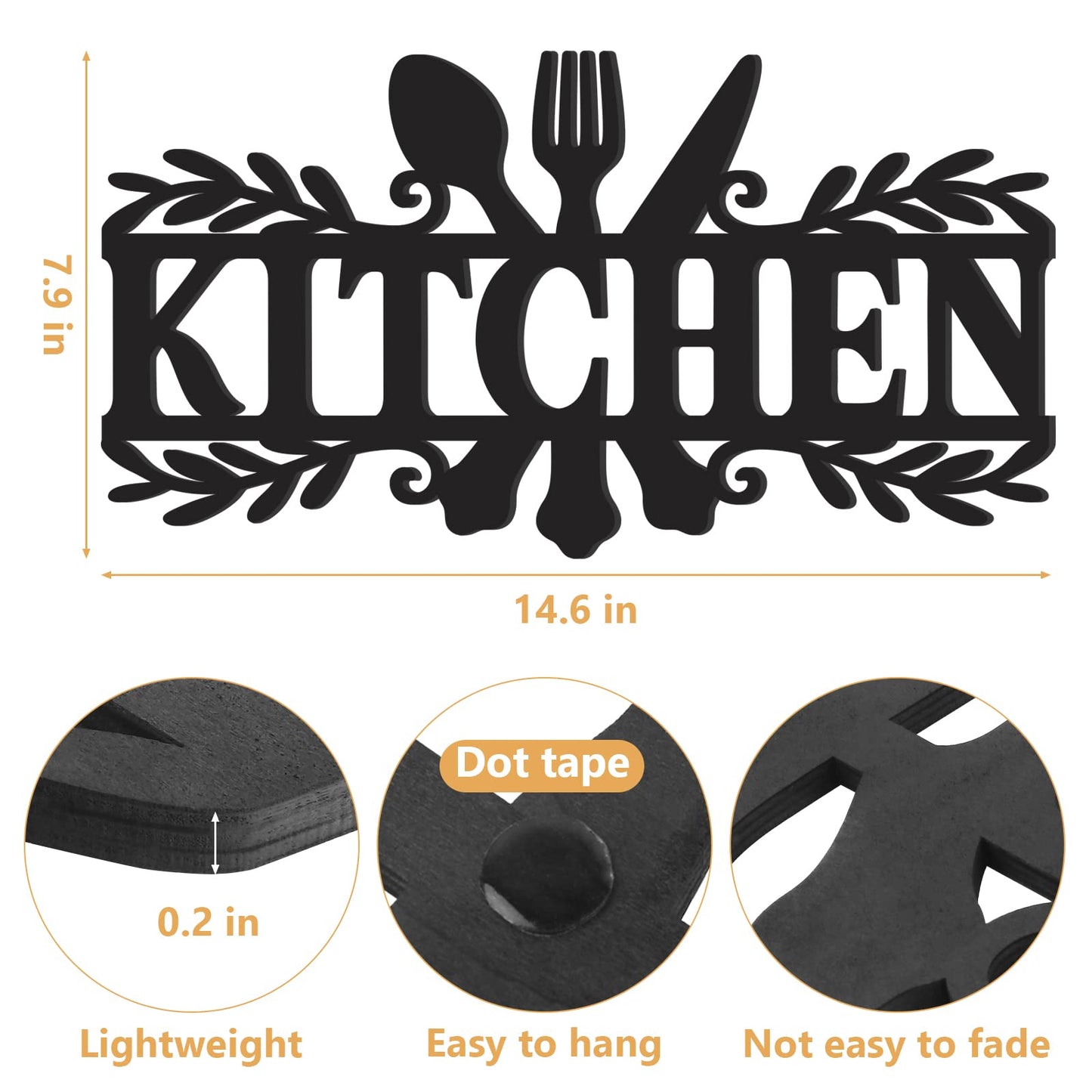KOYILTD Kitchen Sign,Dining Room Wall Decor Rustic Metal Kitchen Decor Sign,Kitchen Word Art Farmhouse Cooking