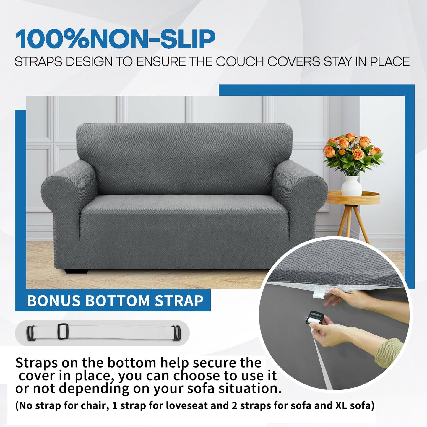 XINEAGE 2026 New Stretch Armchair Covers 1 Piece Chair Slipcovers Chair Protector for Living Room Thick Soft Chair Cover with Elastic Bottom Couch Cover for Pets Kids (31"-46", Light Gray)