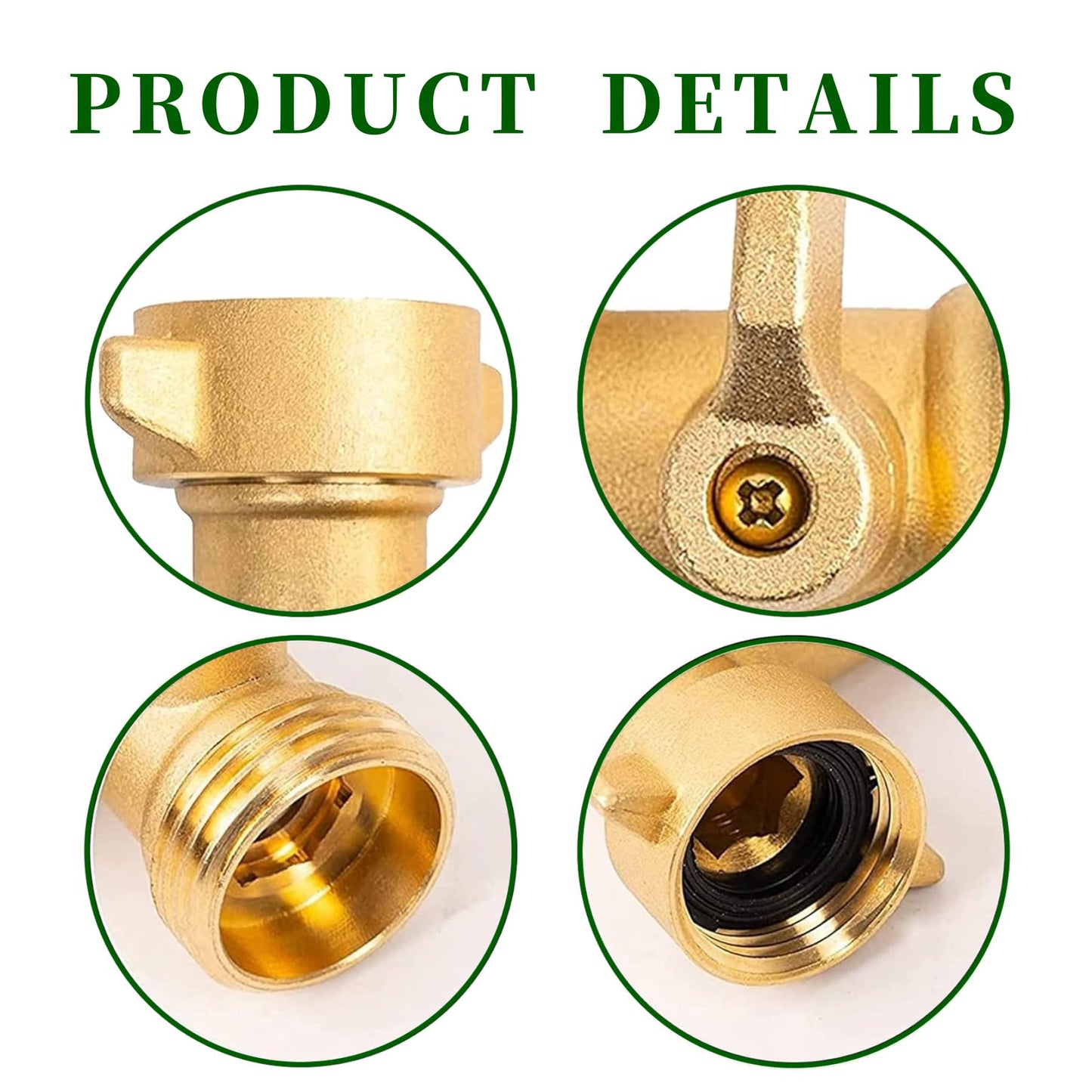 EZtar 90 Degree Garden Hose Elbow with Shut Off Valve - RV Water Hose Connector Brass Fitting for Tight Spaces (Elbow)