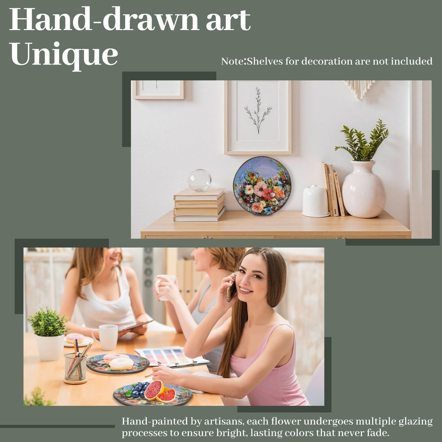 NJYYSYXB Handcrafted Ceramic Oil Painting Plate Functional Art Dinner Plate, Suitable for Tableware and Wall Decoration Dinner Plate That Can Be Safely Used In Dishwashers And Microwave Ovens