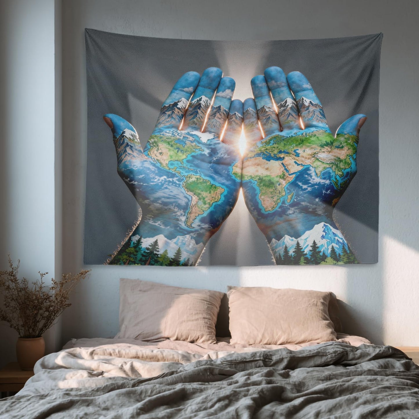 Shrahala Psychedelic Wall Tapestry - Blue Ethnic Design for Bedroom & Living Room (59.1 x 82.7 Inches)