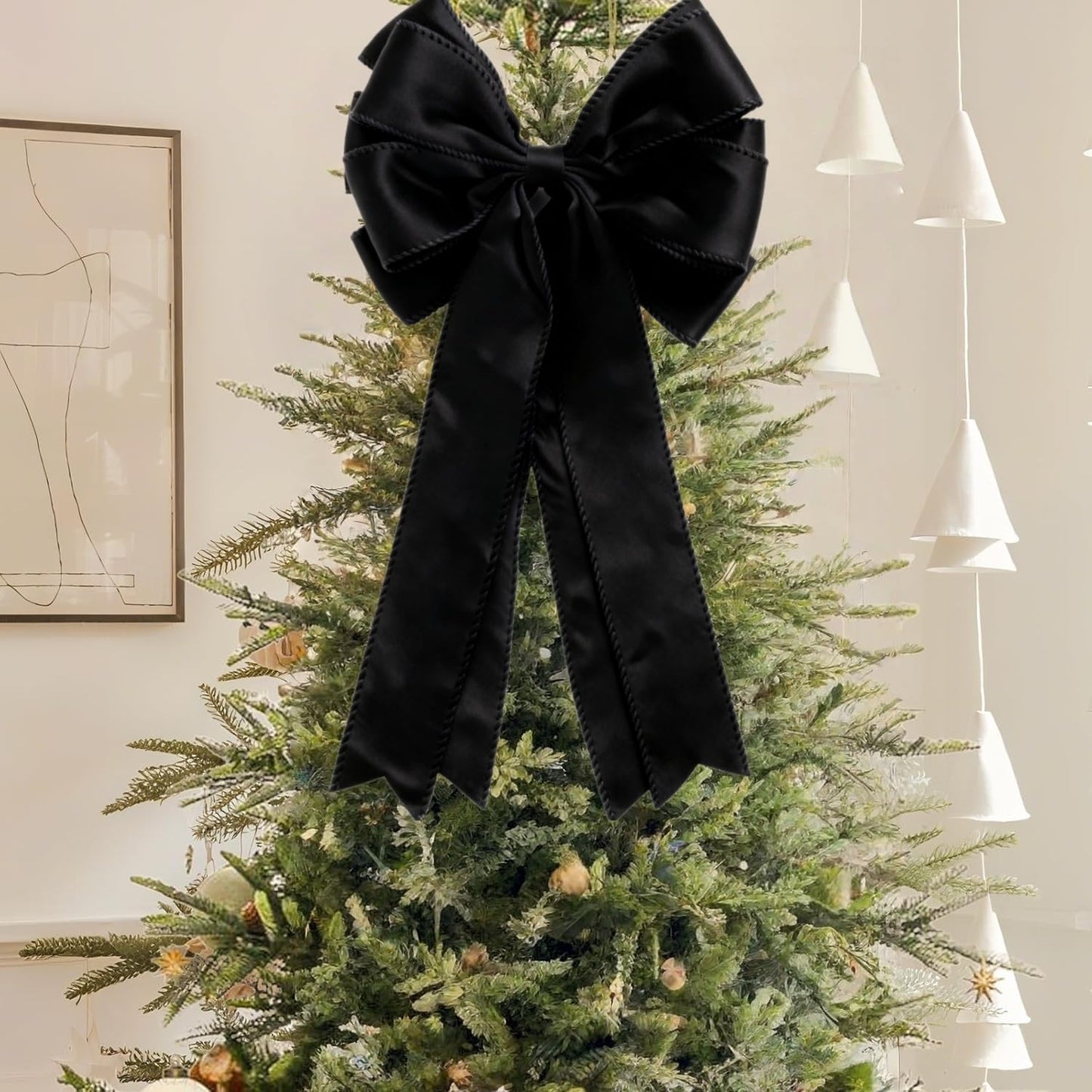 Meseey Large Velvet Bows for Farmhouse Wreaths, 20 x 10 Inches, 2 Pack, Door Decorations (Black)