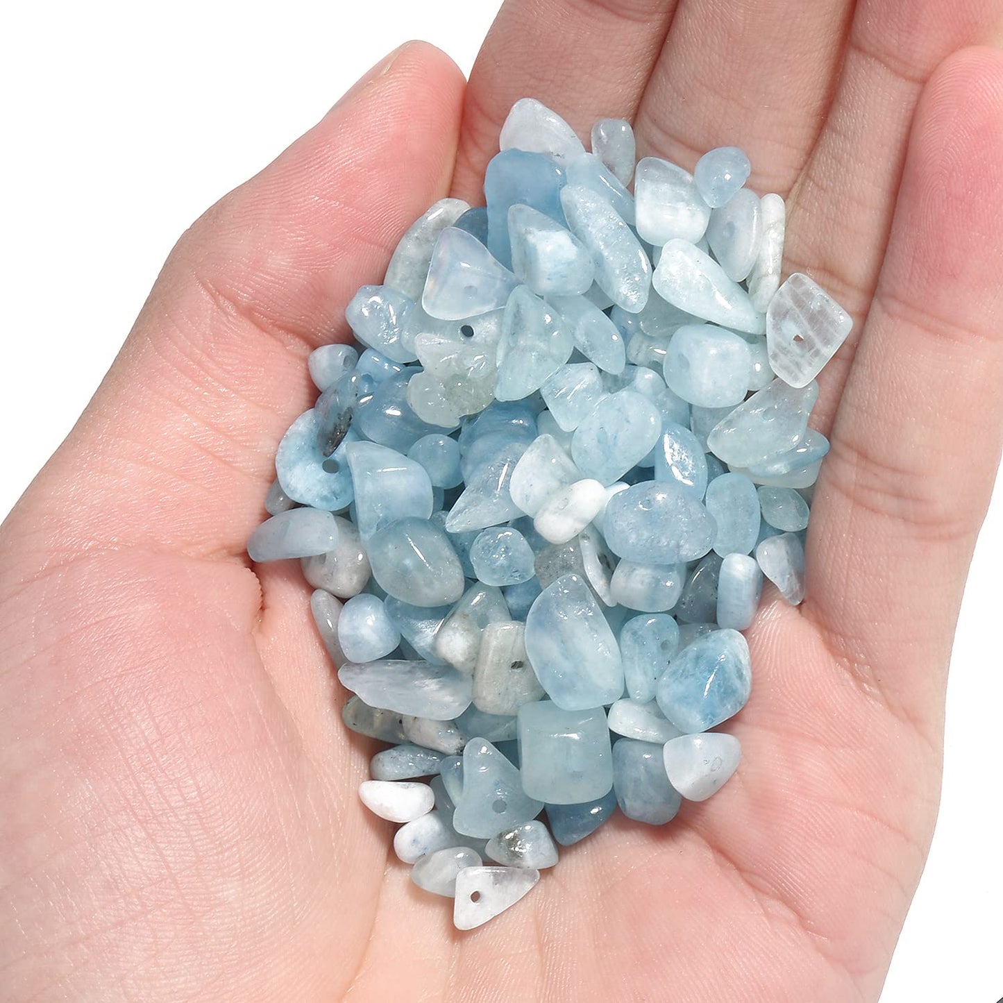 NITOPUPU 30in Aquamarine Natural Chip Stone Beads 5-8mm About 230pcs, Irregular Drilled Sky Blue Bead for Bracelets Jewelry Making Supplies for Adults, DIY Crafts.