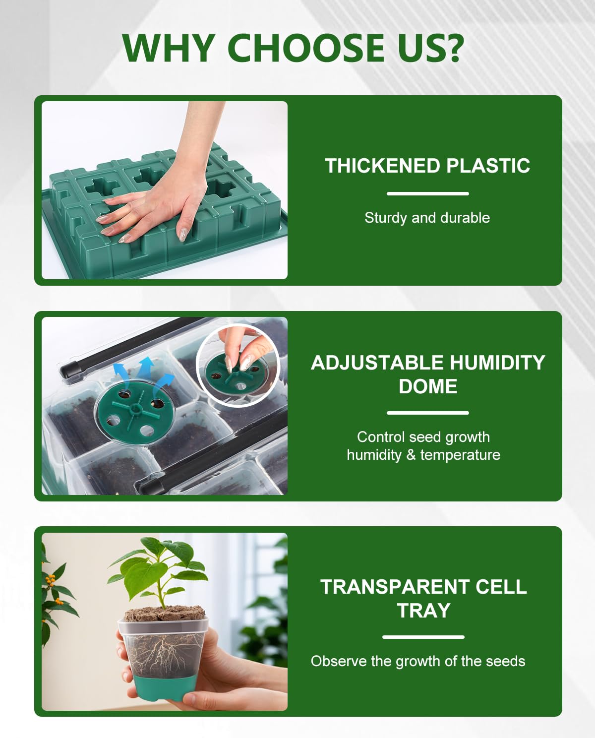 joyhalo 12 Cell Seed Starter Kit with Grow Light and Graphene Heating Mat, Reusable Seed Starter Tray with Higher 4.7”Humidity Domes and Large Clear Silicone Base Nursery Pots