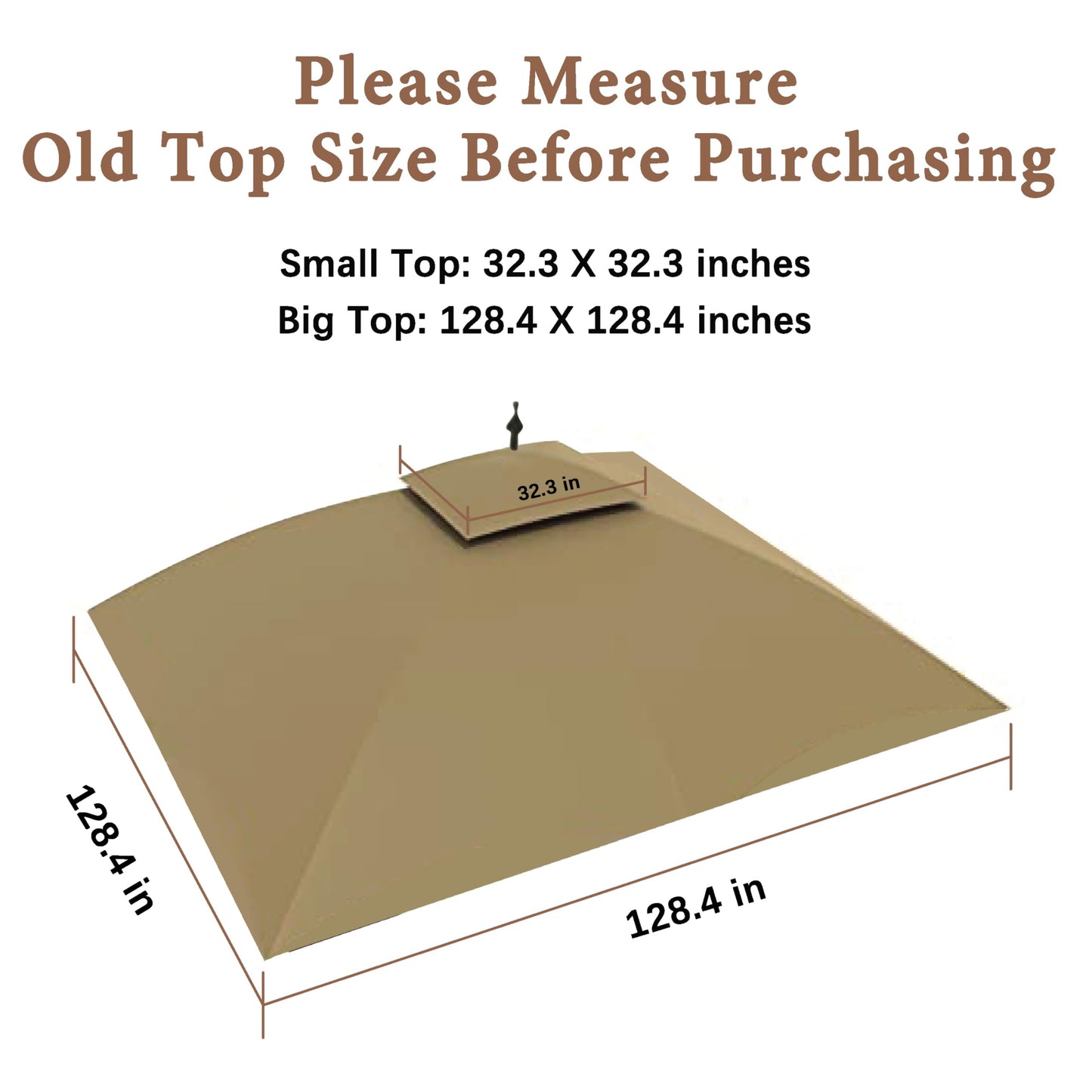 The Replacement Cover Compatible with Garden Treasures 10X10 Ft Easy Up Domed Softtop Gazebo L-GZ038PST-F，(Beige)