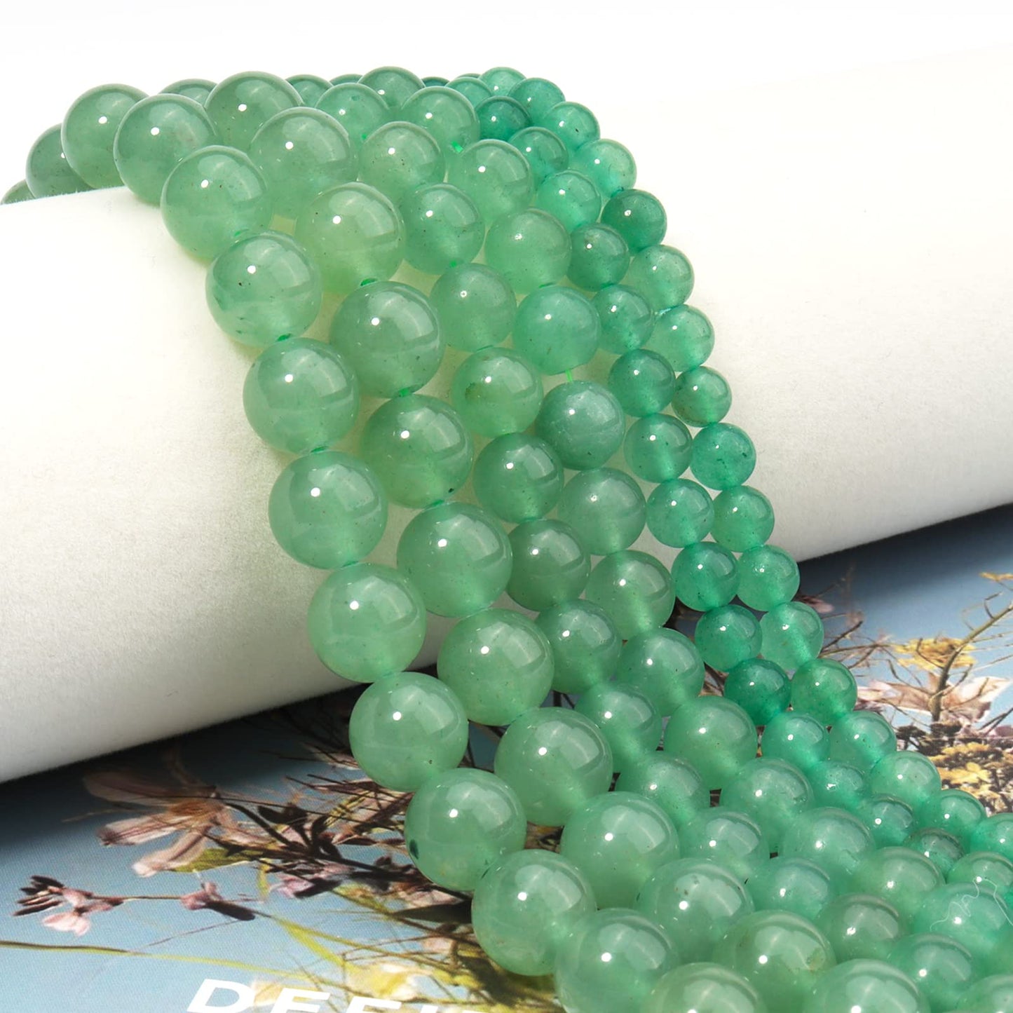 45pcs 8mm Natural Stone Beads Green Aventurine Beads Energy Crystal Healing Power Gemstone for Jewelry Making, DIY Bracelet Necklace