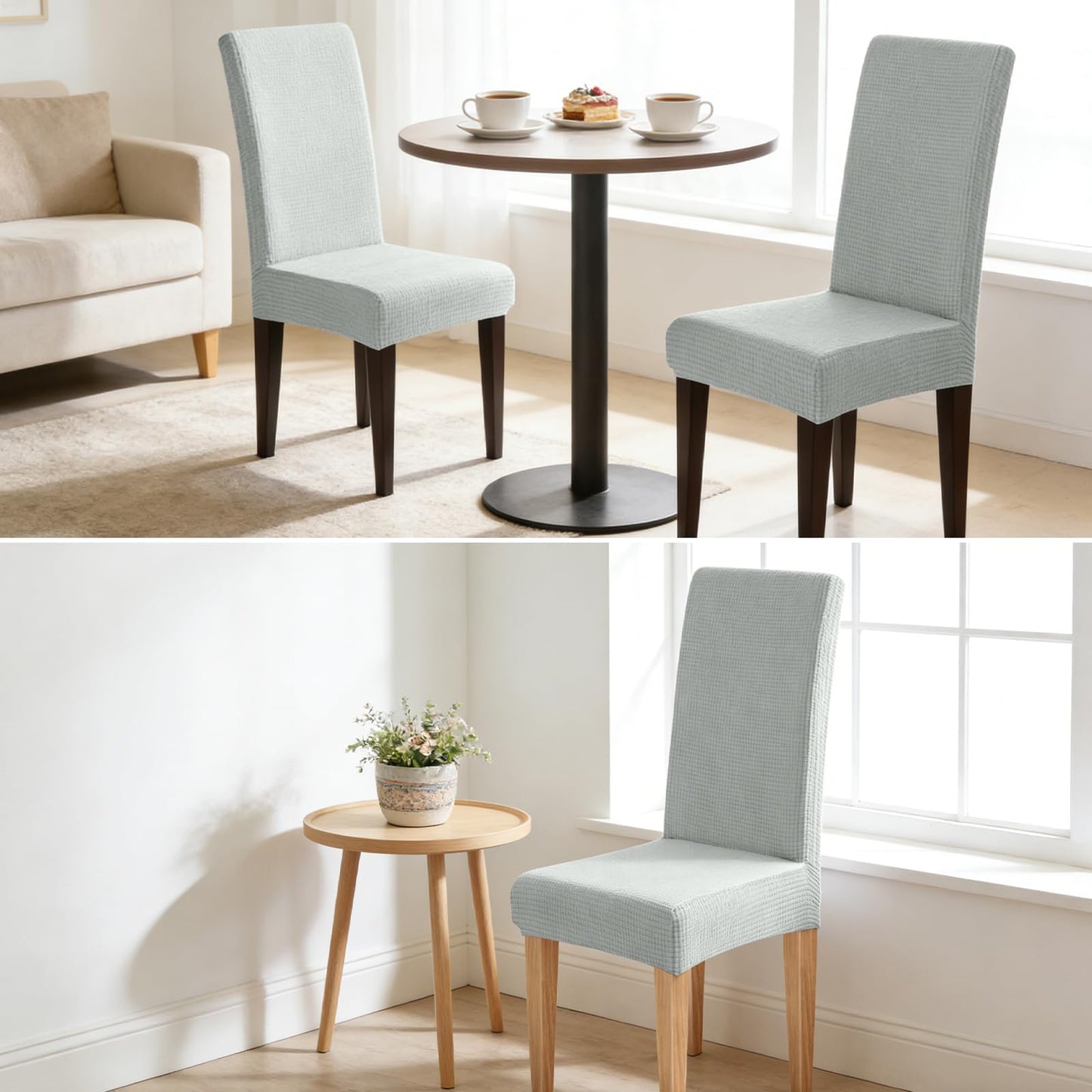 Dioxide Waterproof Chair Covers for Dining Chairs, Stretch Dining Chair Covers Set of 6, Parson Chair Slipcovers, Removable Washable Kitchen Chairs Seat Covers Protectors for Home Restaurant Banquet