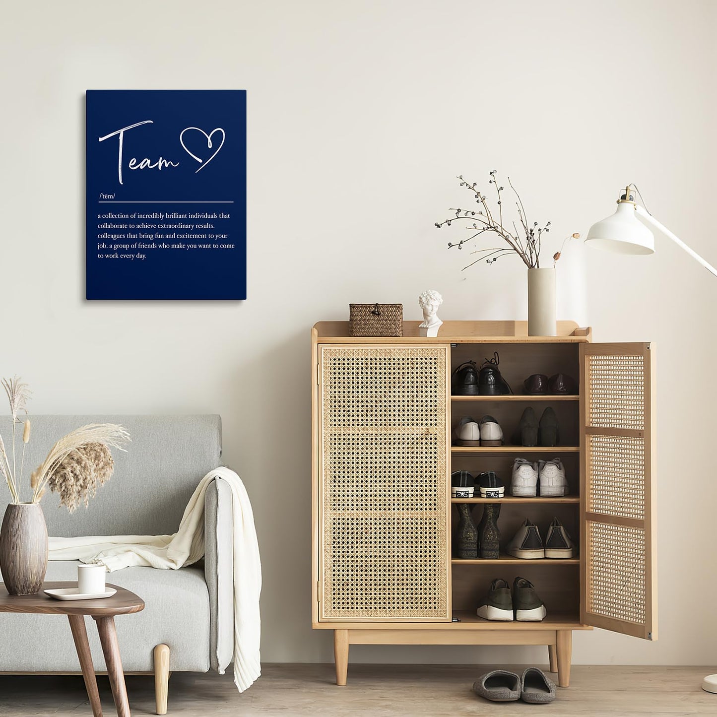 XWELLDAN Team Definition Poster Teamwork Wall Art for Office Decor, Office Artwork Wall Decor, Office Wall Decor, 11x14, Framed（navy blue）