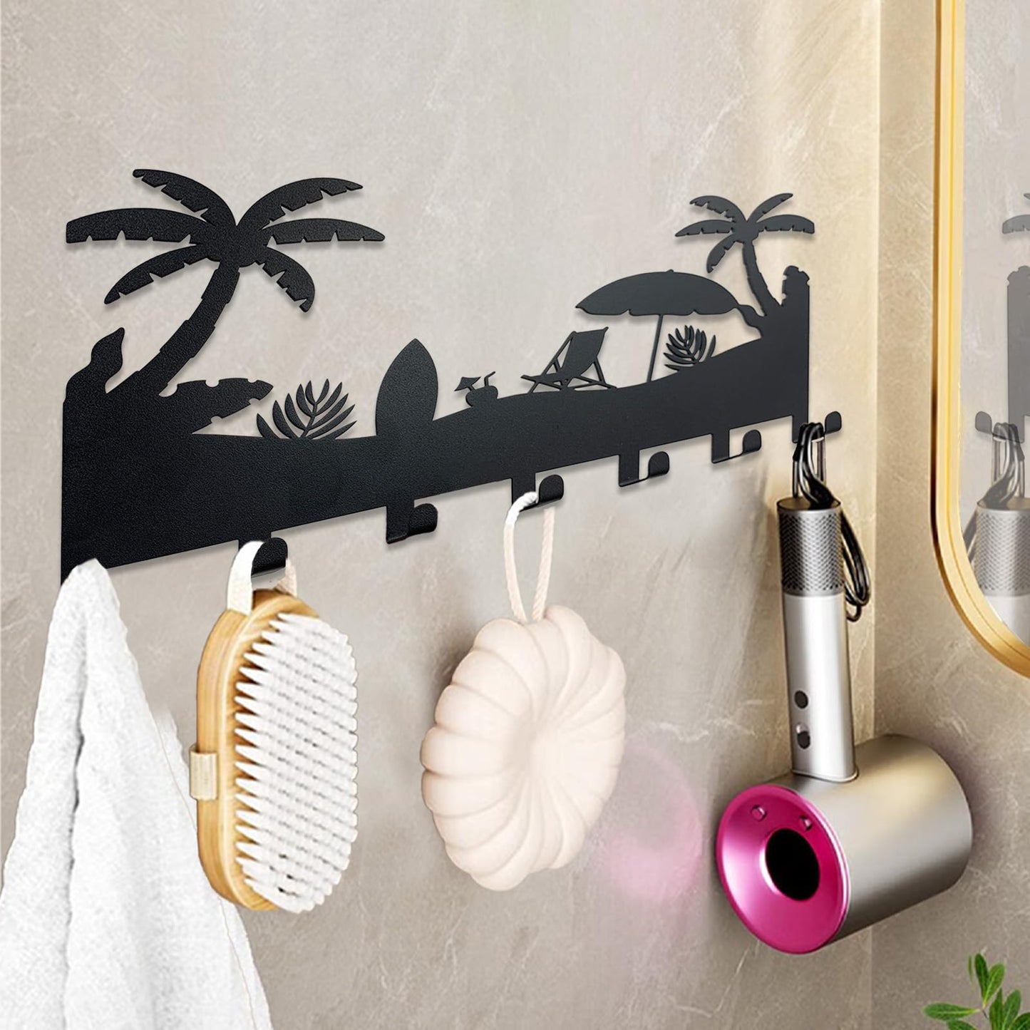 BooWoodNeonMetal Wall Mounted Key Rack | Metal Key Rack Hook Organizer | Metal Key Organizer with 7 Hooks Wall Decoration for Front Door, Hallway, Kitchen, Office