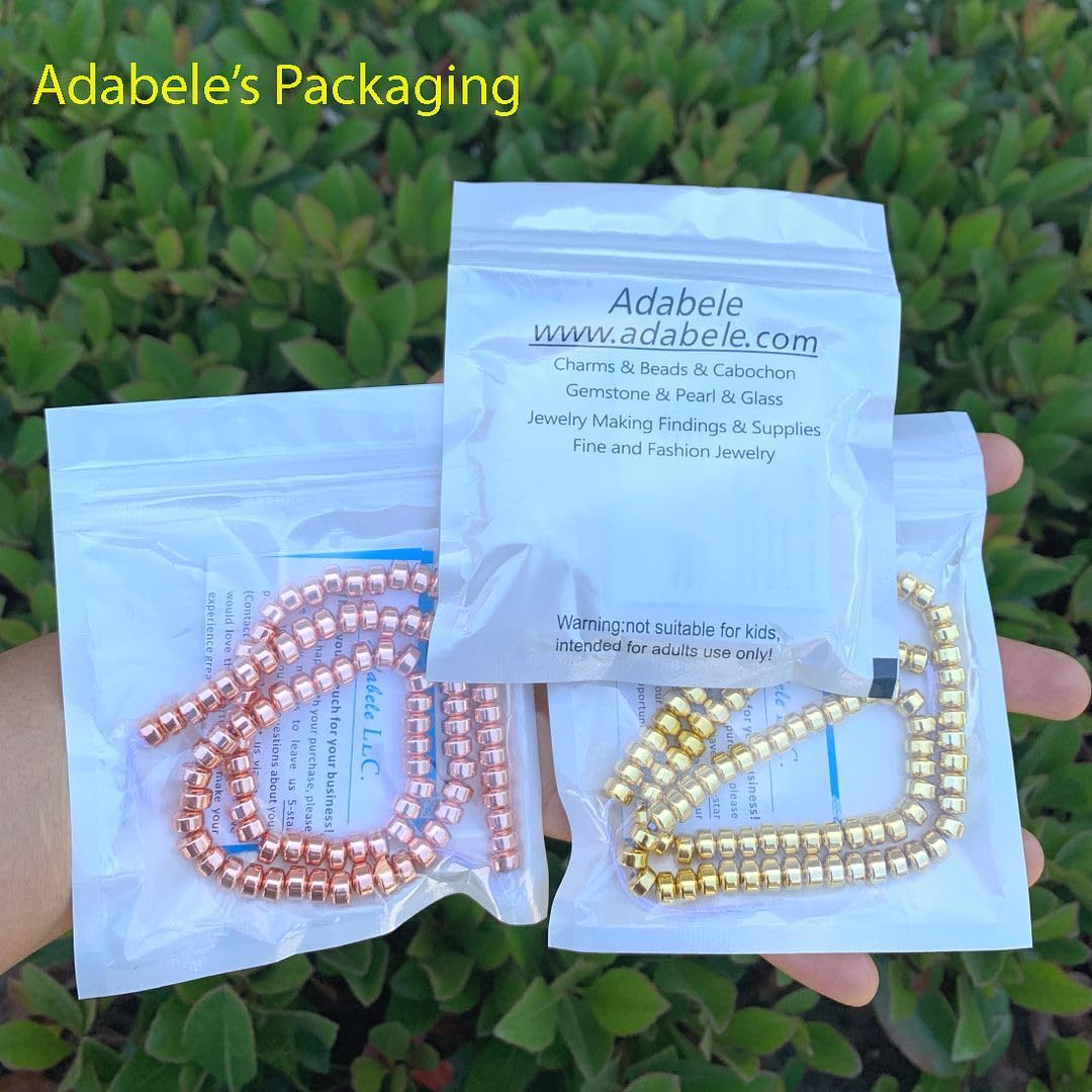 40pcs Adabele Grade A Natural Hematite Silver Plated Healing Gemstone 10mm Round Loose Beads Gem Stone Spacer for DIY Craft Jewelry Making GFC-B10