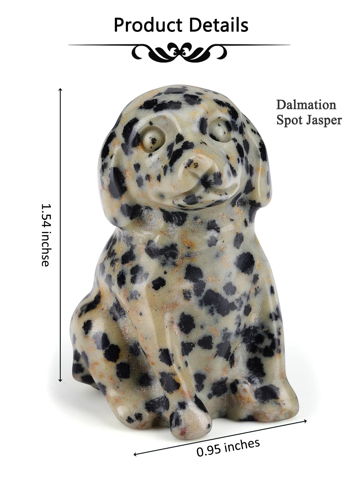 CrystalTears Dalmation Spot Jasper Crystal Dog Ornament, Cute Dogs Gifts for Women Dog Lovers Men Christmas, 1.5” Lucky Healing Gemstone Labrador Dogs Puppy Figurine Statue for Home Office Desk Decor