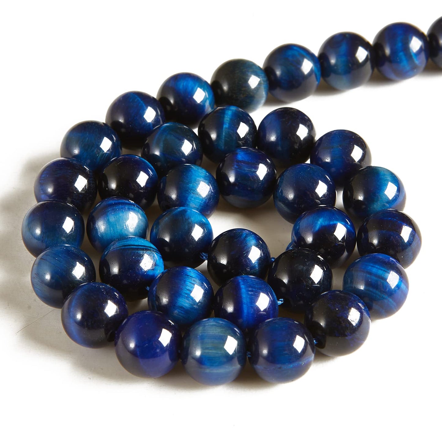 60pcs 6mm Blue Tiger Eye Beads Natural Gemstone Beads Round Loose Beads for Jewelry Making