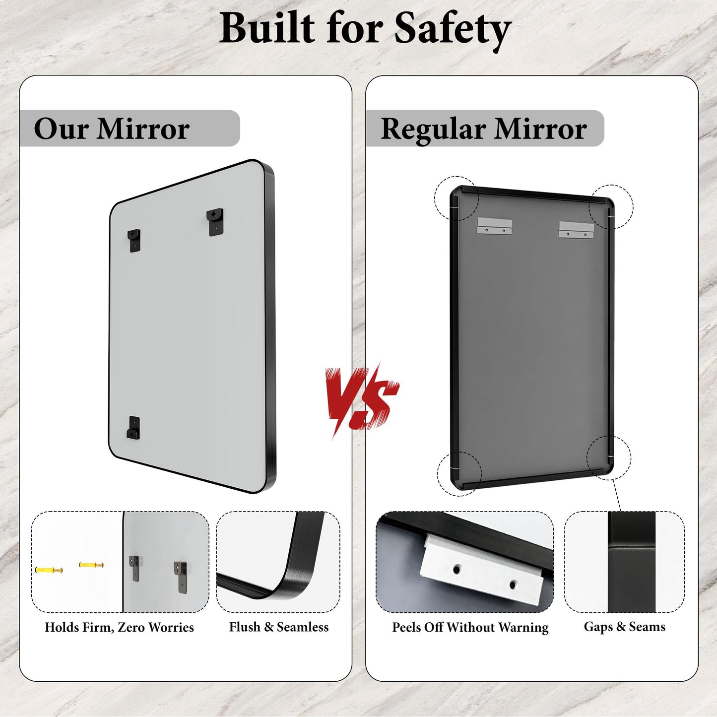 Black Metal Vanity Rounded Rectangle Bathroom Mirrors for Over Sink Wall, 55x30 Inch Large Matte Mirror, Anti-Rust, Modern Decorative for Restroom, Farmhouse