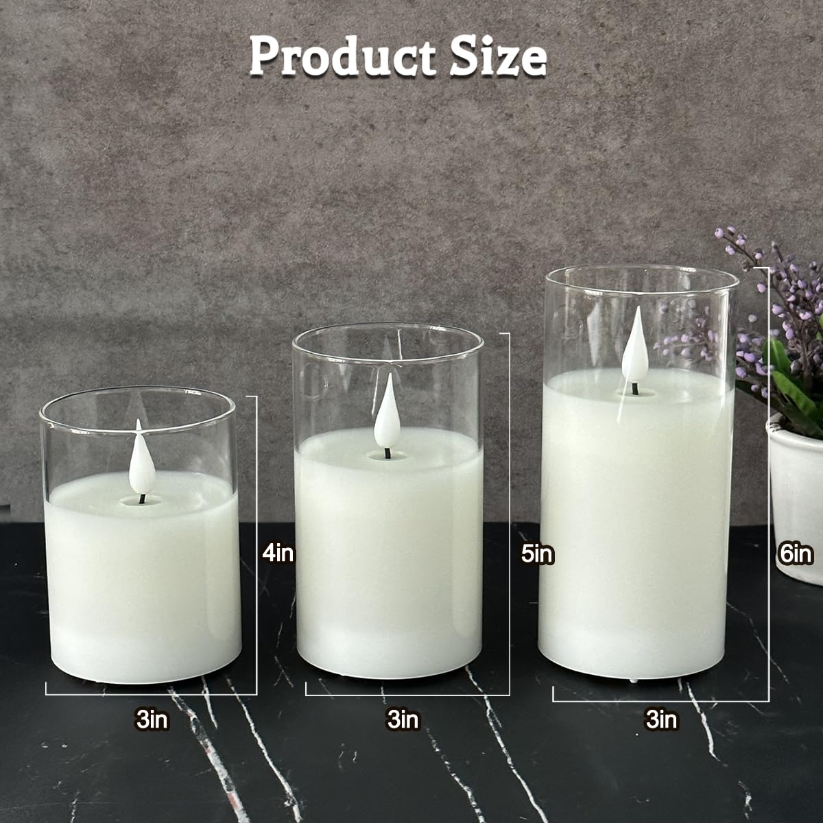 LEDHOLYT Rechargeable Flameless Glass Pillar Candles–Mothers Day Gifts,–Set of 3, Realistic Flickering LED Light,Remote & Timer, Ideal for Living Room, Bedroom & Birthday Gifts for Mom