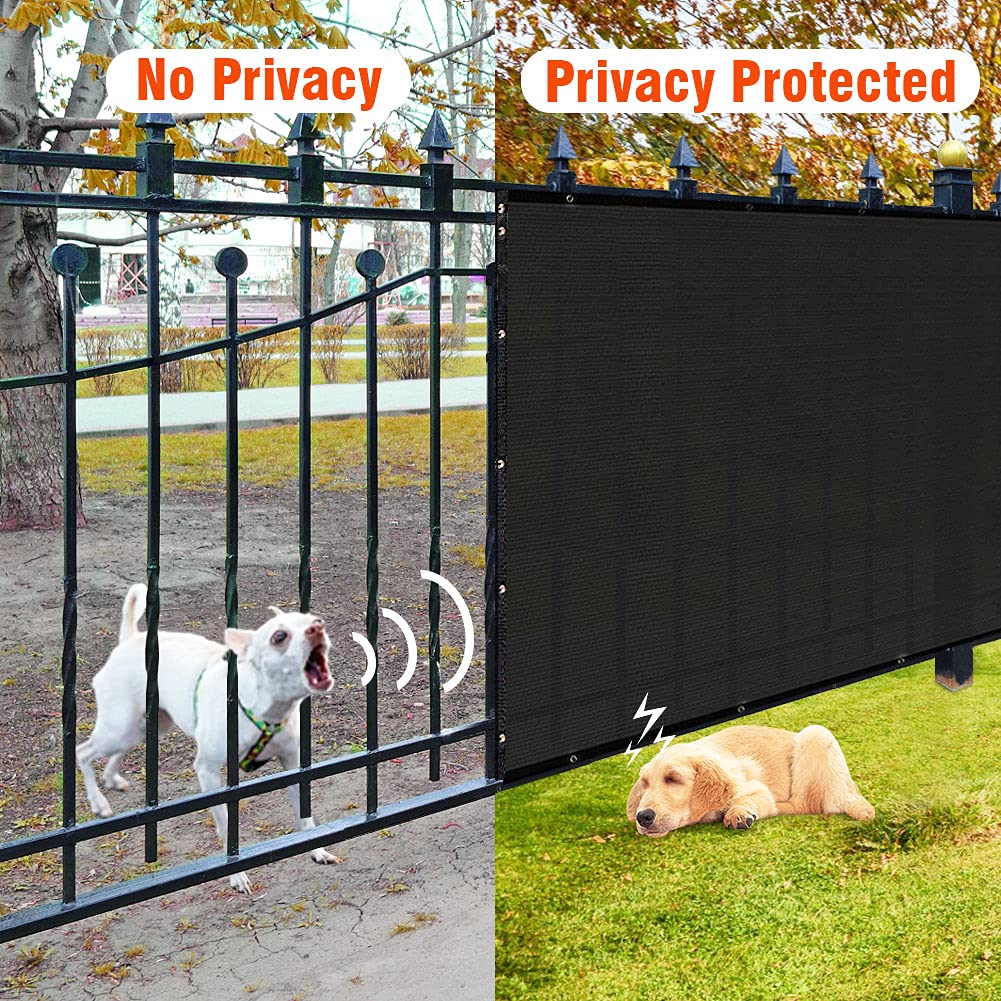 iCover 4x50ft Privacy Screen Fence, Outdoor Fencing Panels, Garden Windscreen Mesh Shade Sail Net Barrier, Include Reinforced Bindings and Brass Grommets Cable Zip Ties, Black