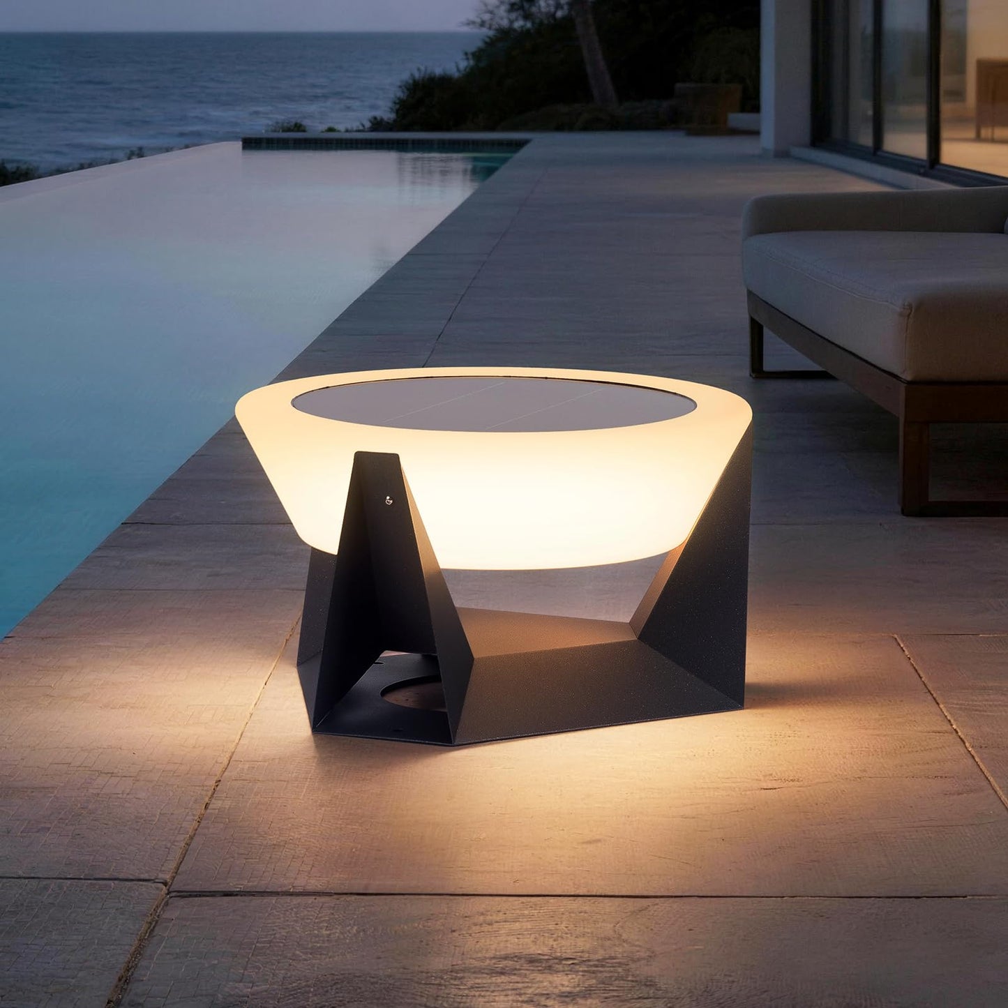 MVBT Large Solar Lantern, 3000K Outdoor Floor Lamp, Solar Outdoor Lights Waterproof, Dusk to Dawn Floor Lamps for Porch, Round Garden Floor Lanterns, Metal LED Patio Light for Yard Deck Pool Outside