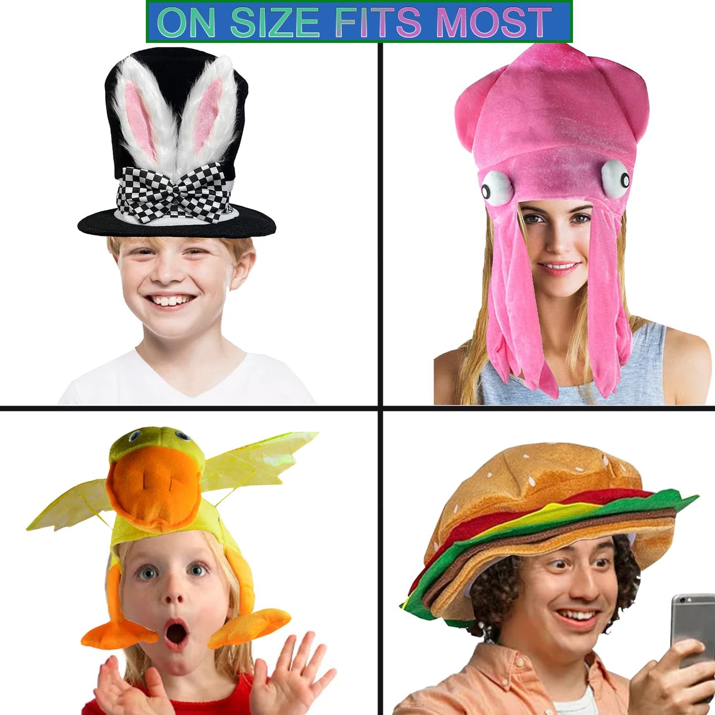 Bulk Premium Funny Hats, 24 Assorted Dress Up Costume Hat, Crazy Party Hats, Novelty Party Hats, Costume Hats for Adults, Teens, Photo Booth Prop for Graduation, Wedding, Birthday, Bachelorette, etc